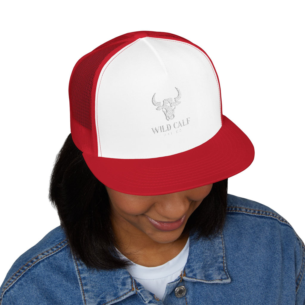 Wild Calf Skull embroidery Trucker Cap | Mesh Back Snapback - Wild Calf Hat Company