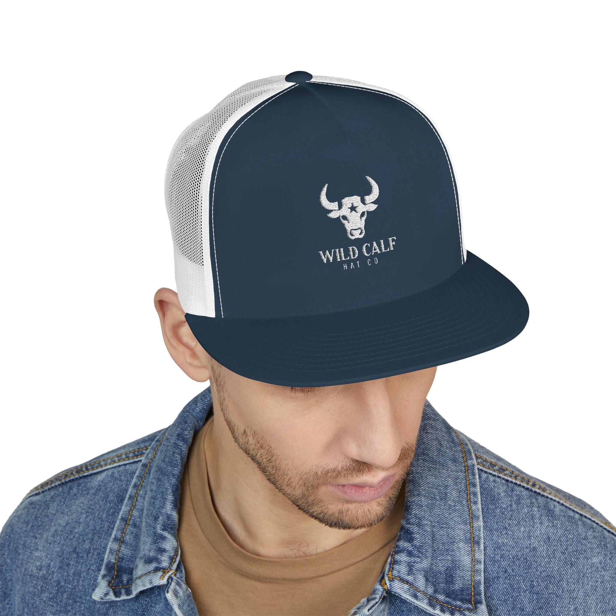 Wild Calf Skull embroidery Trucker Cap | Mesh Back Snapback - Wild Calf Hat Company