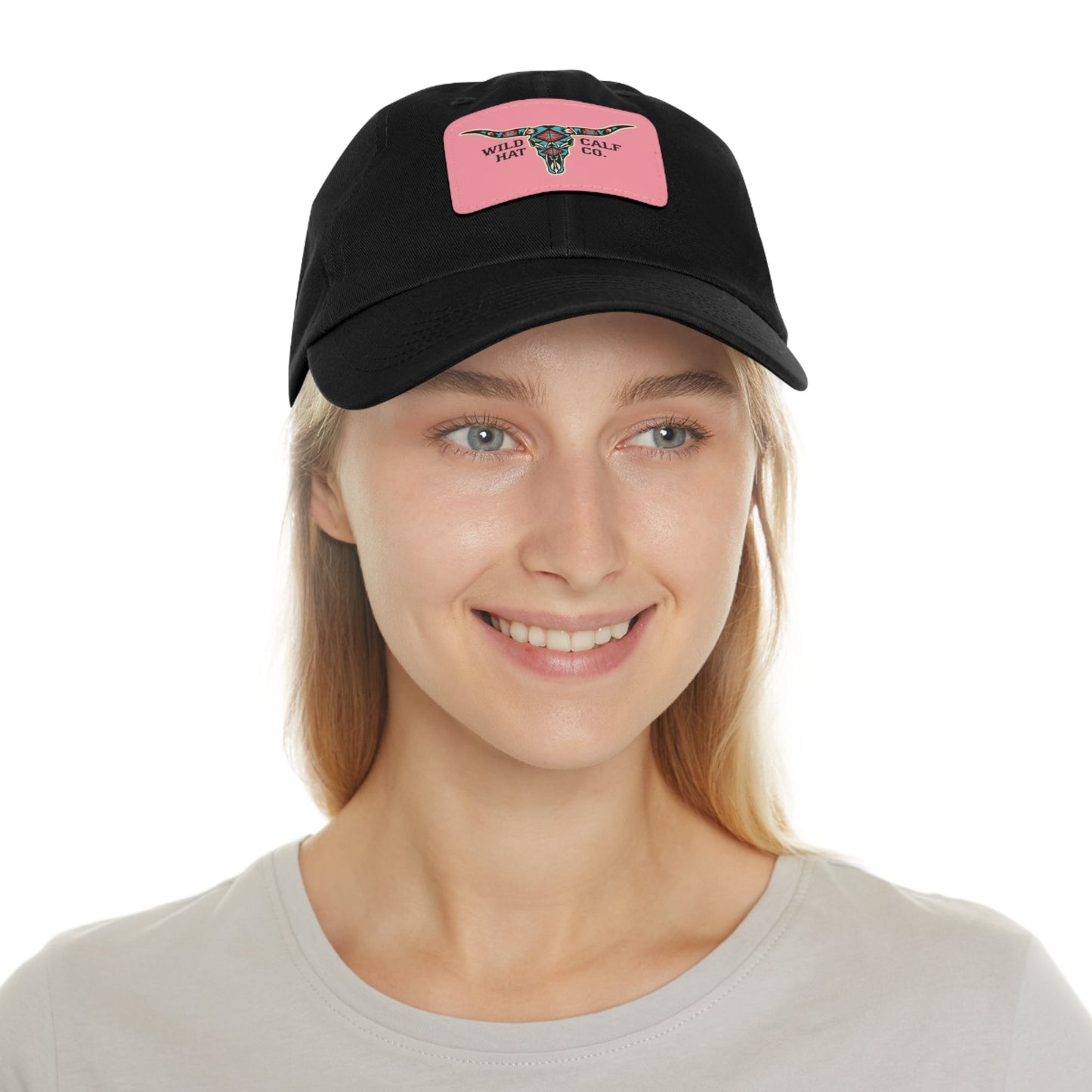 Wild Calf Hat Co. Long Horn Skull Leather Patch Dad Hat - Wild Calf Hat Company
