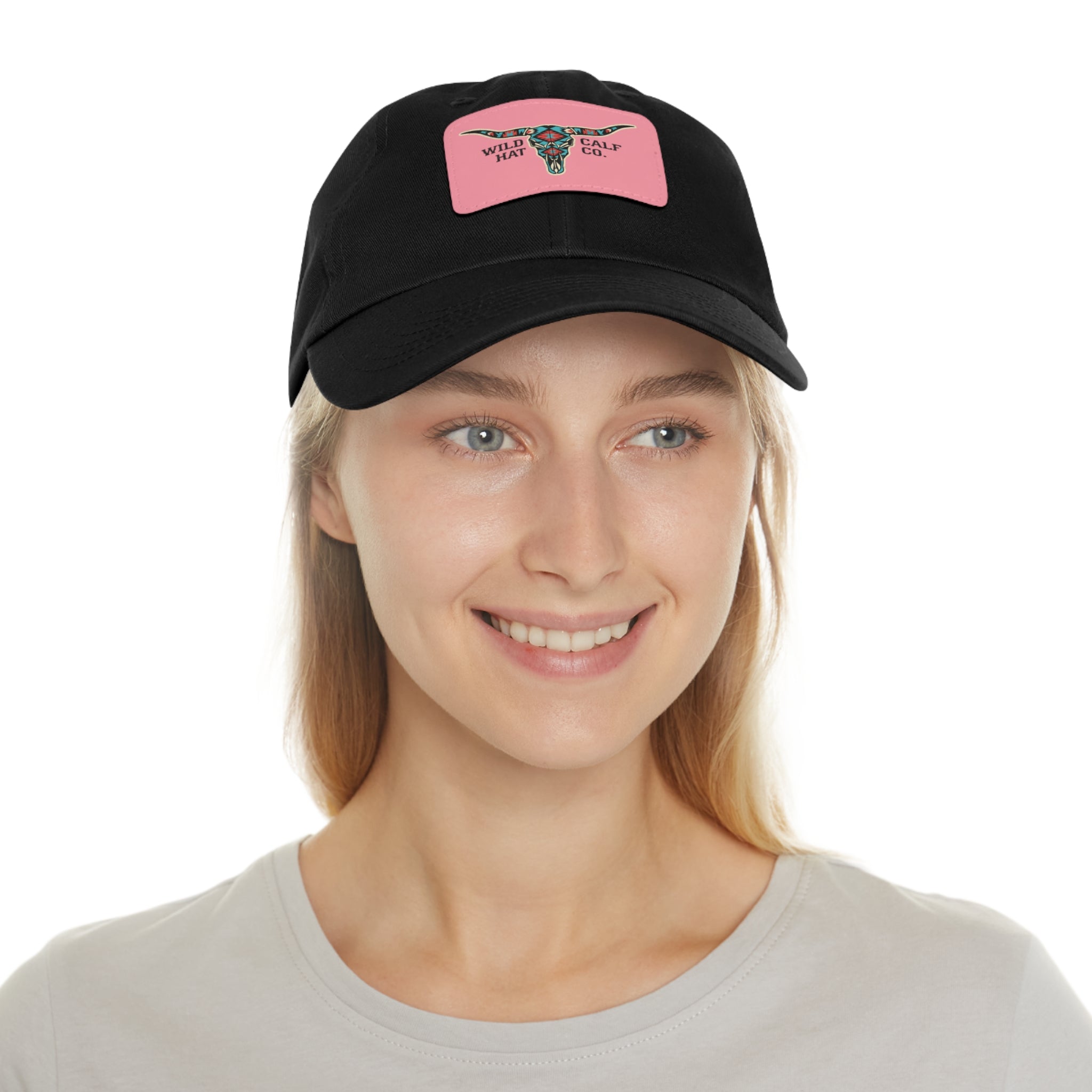 Wild Calf Hat Co. Long Horn Skull Leather Patch Dad Hat - Wild Calf Hat Company