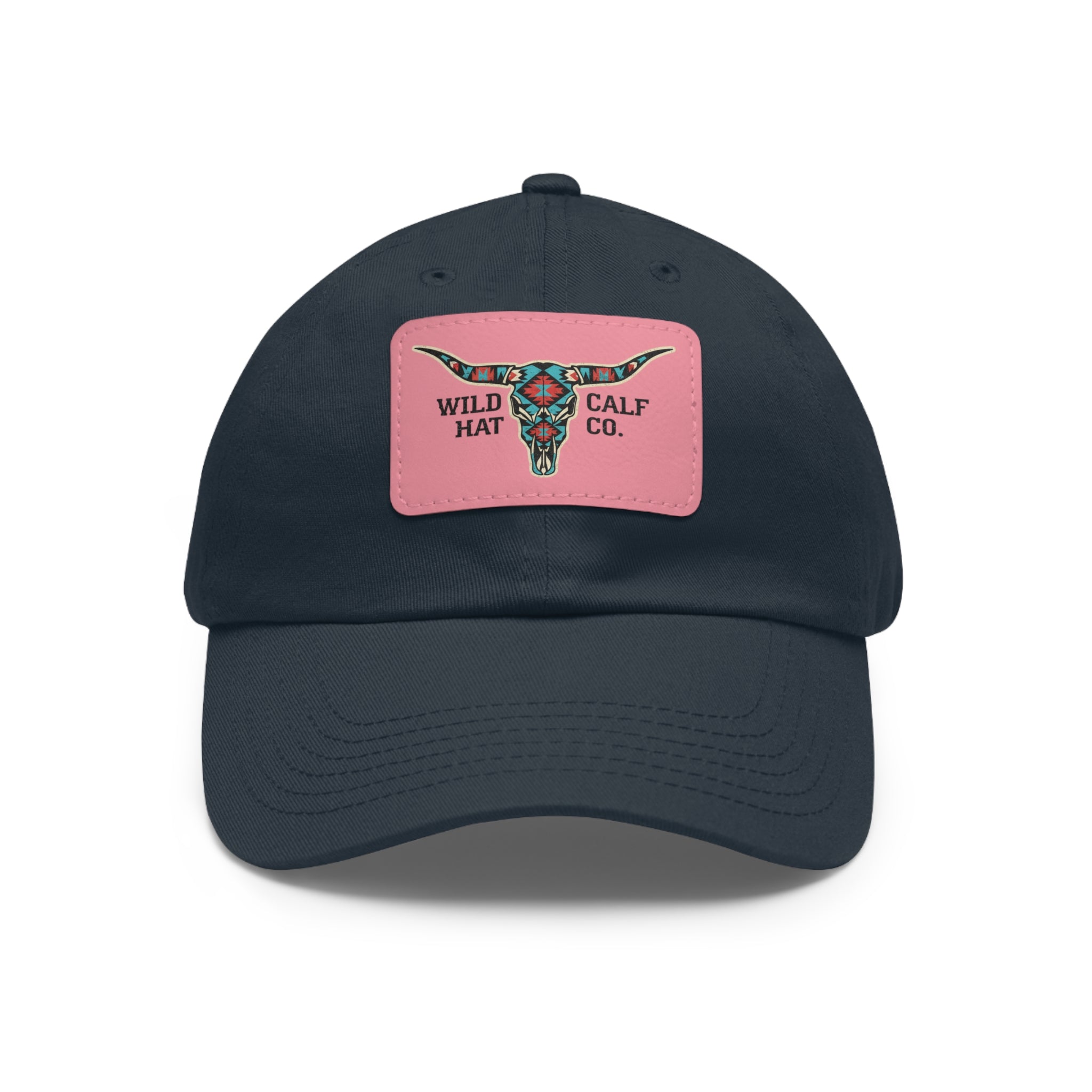 Wild Calf Hat Co. Long Horn Skull Leather Patch Dad Hat - Wild Calf Hat Company