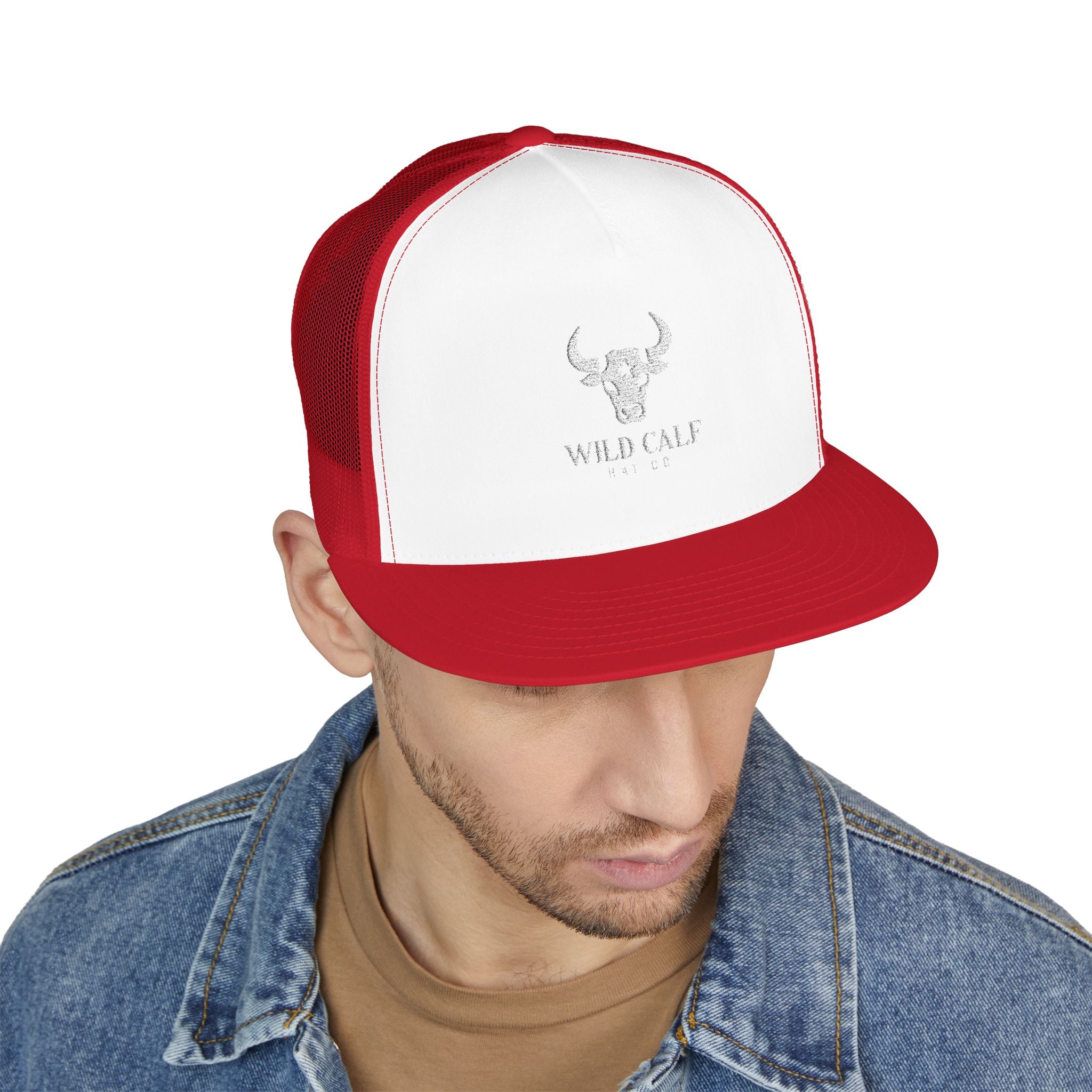 Wild Calf Skull embroidery Trucker Cap | Mesh Back Snapback - Wild Calf Hat Company