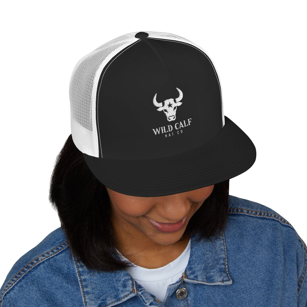 Wild Calf Skull embroidery Trucker Cap | Mesh Back Snapback - Wild Calf Hat Company
