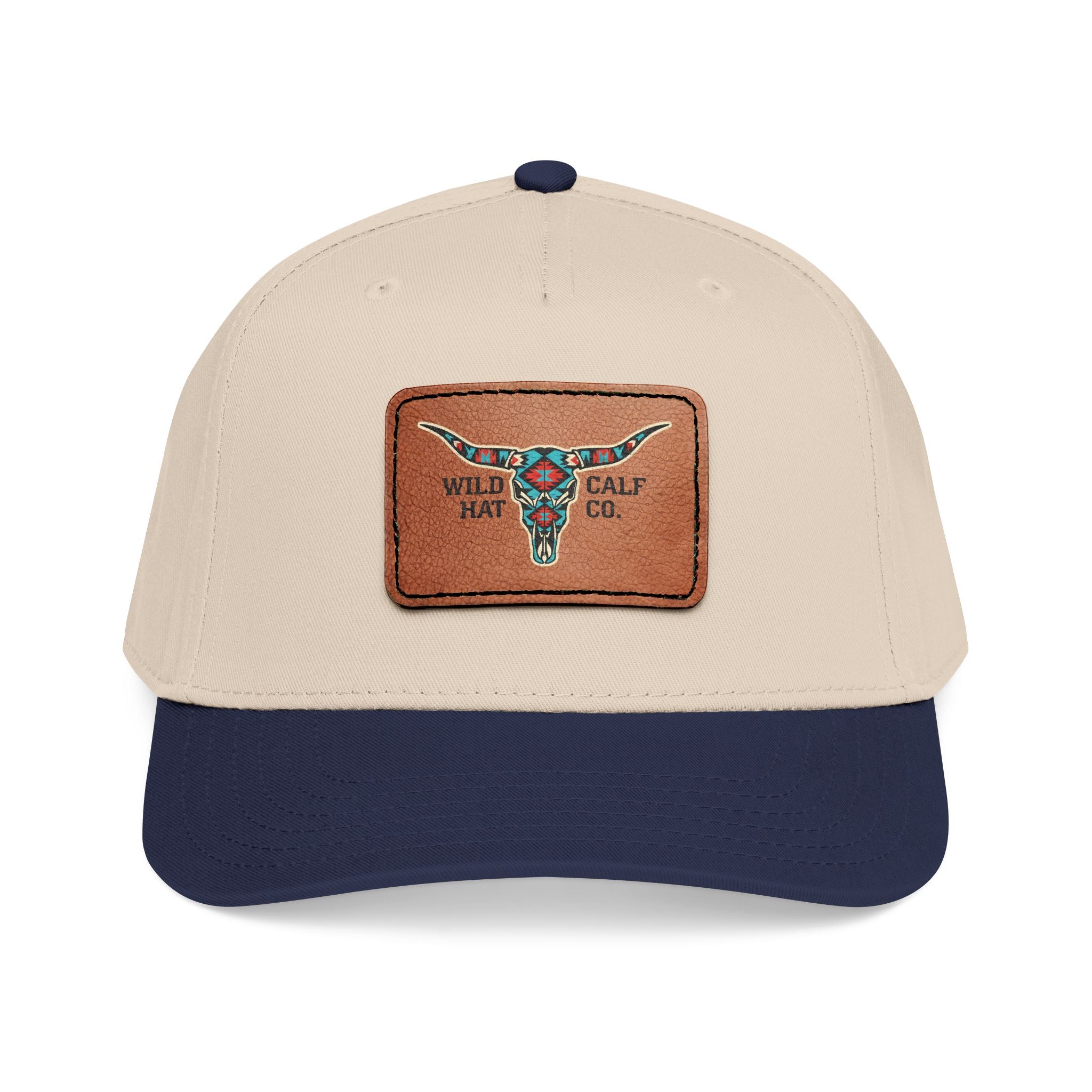Mid Profile Baseball Cap with Leather Patch (Rectangle) - Wild Calf Hat Company