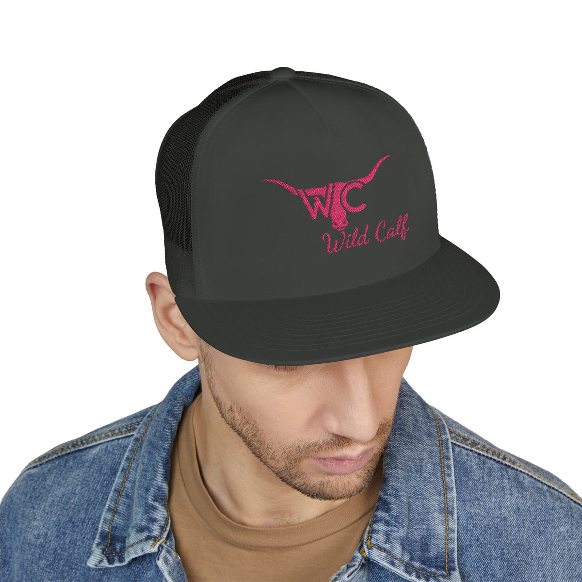 Wild Calf Pink Longhorn Trucker Cap – Embroidered Western Cowgirl Hat