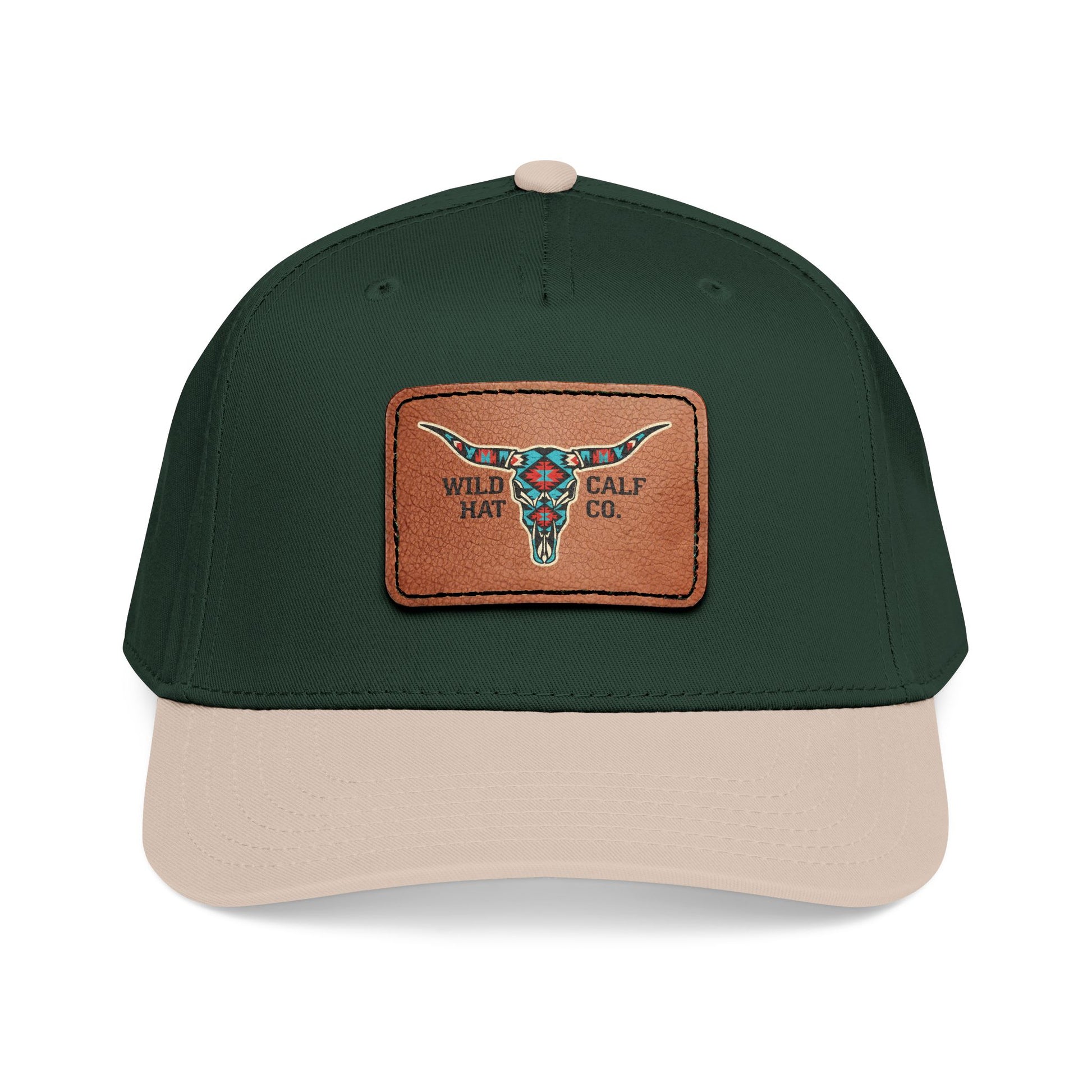 Mid Profile Baseball Cap with Leather Patch (Rectangle) - Wild Calf Hat Company