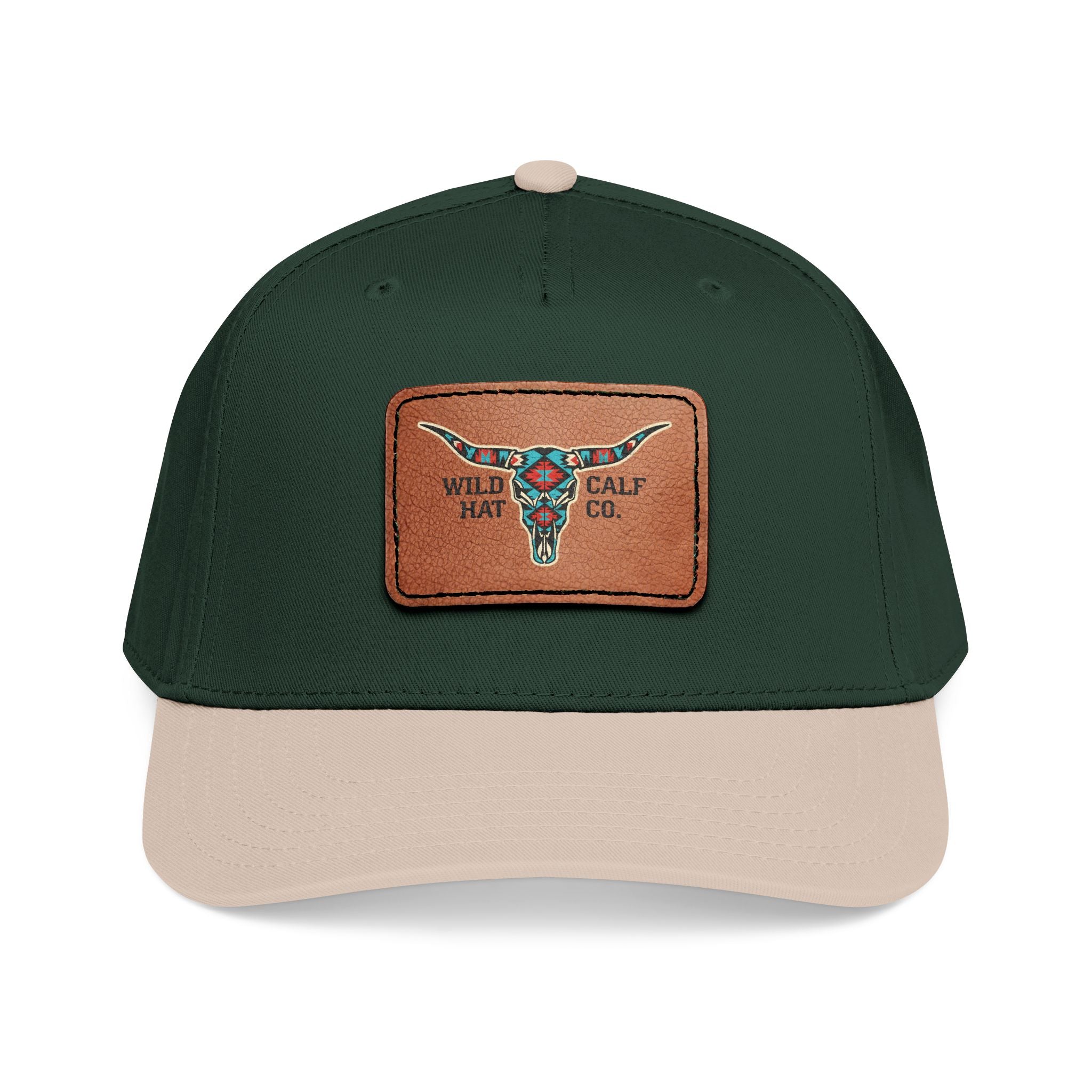 Mid Profile Baseball Cap with Leather Patch (Rectangle) - Wild Calf Hat Company