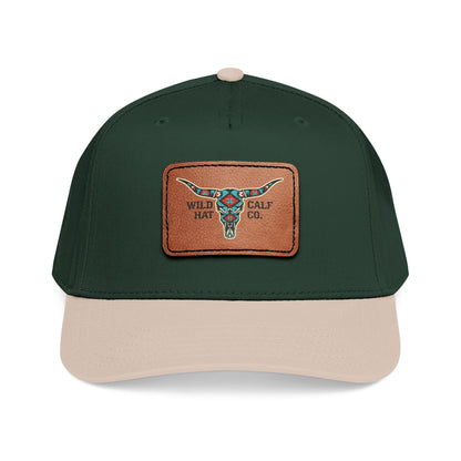 Mid Profile Baseball Cap with Leather Patch (Rectangle) - Wild Calf Hat Company