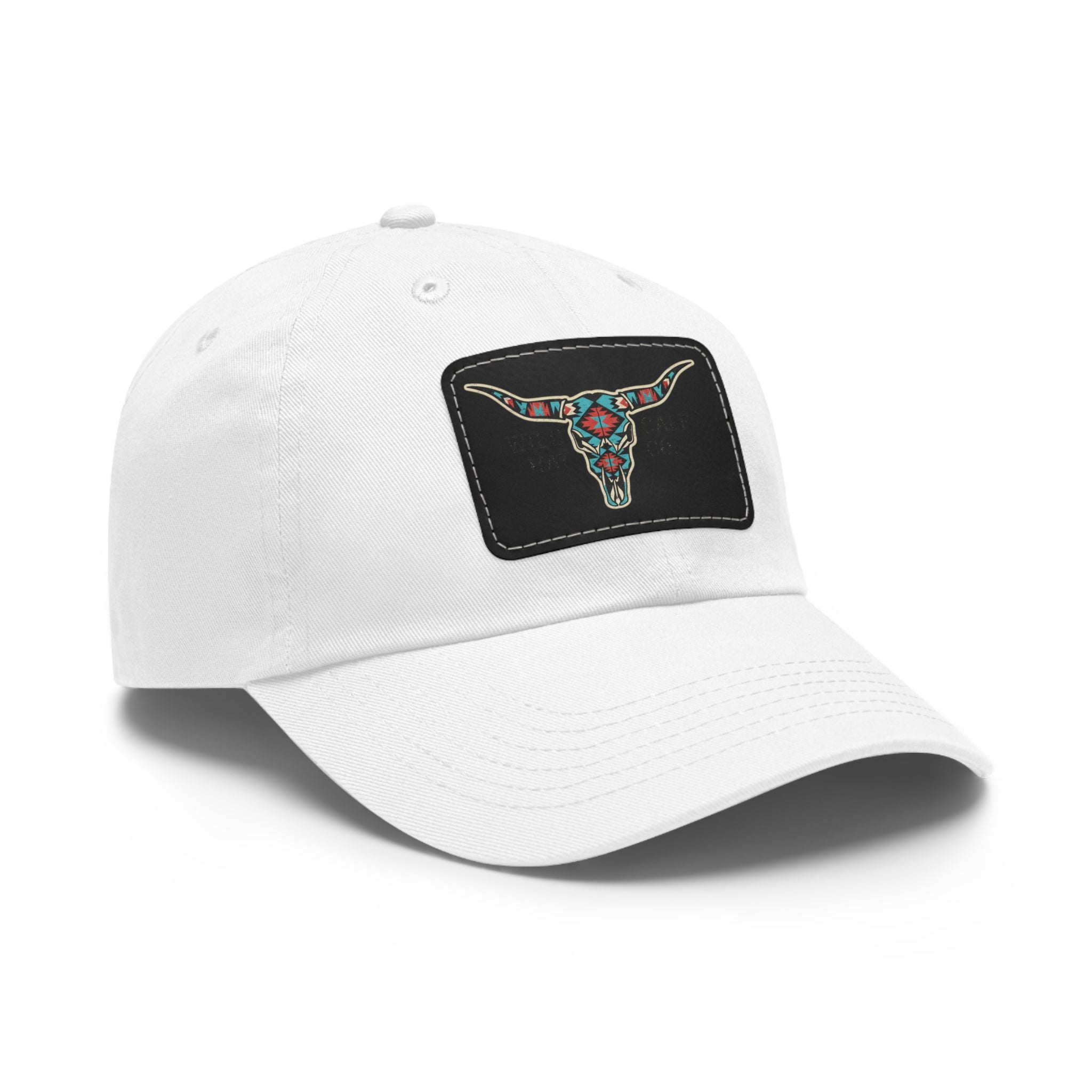 Wild Calf Hat Co. Long Horn Skull Leather Patch Dad Hat - Wild Calf Hat Company