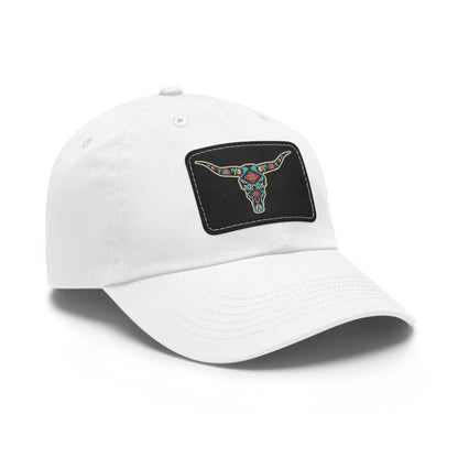Wild Calf Hat Co. Long Horn Skull Leather Patch Dad Hat - Wild Calf Hat Company