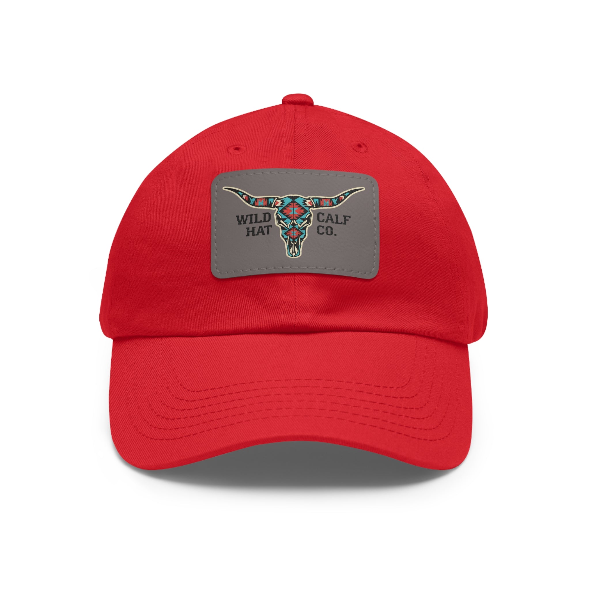 Wild Calf Hat Co. Long Horn Skull Leather Patch Dad Hat - Wild Calf Hat Company