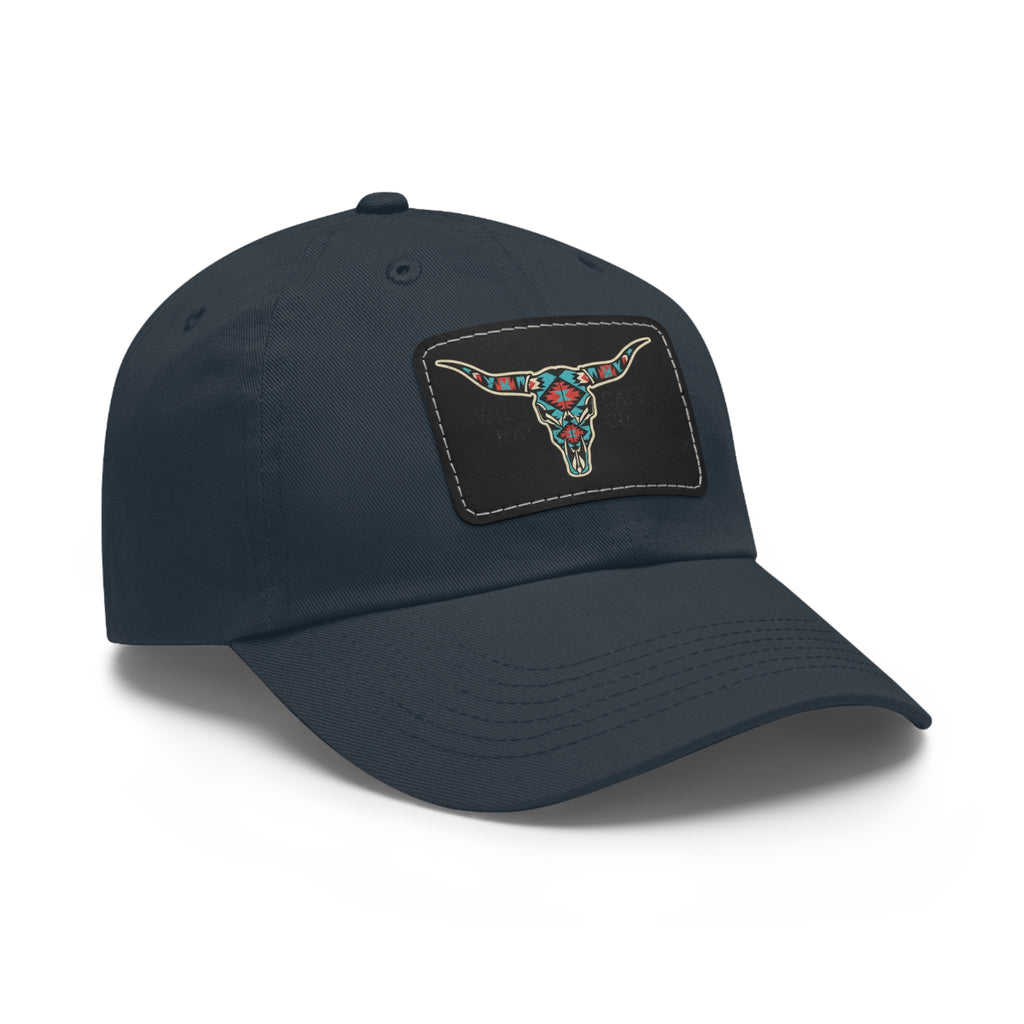 Wild Calf Hat Co. Long Horn Skull Leather Patch Dad Hat - Wild Calf Hat Company