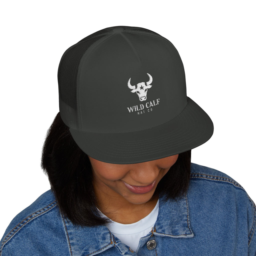 Wild Calf Skull embroidery Trucker Cap | Mesh Back Snapback - Wild Calf Hat Company
