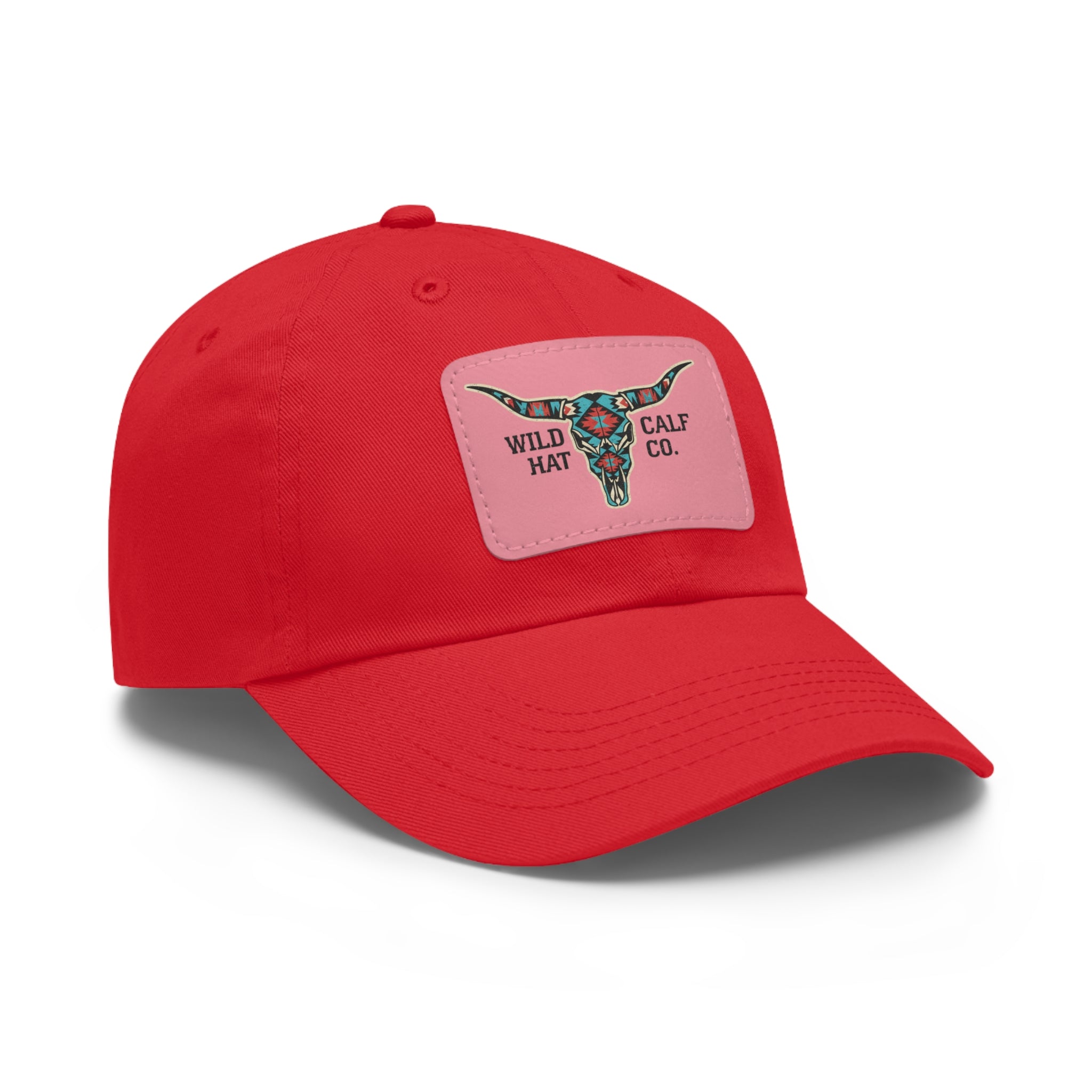 Wild Calf Hat Co. Long Horn Skull Leather Patch Dad Hat - Wild Calf Hat Company
