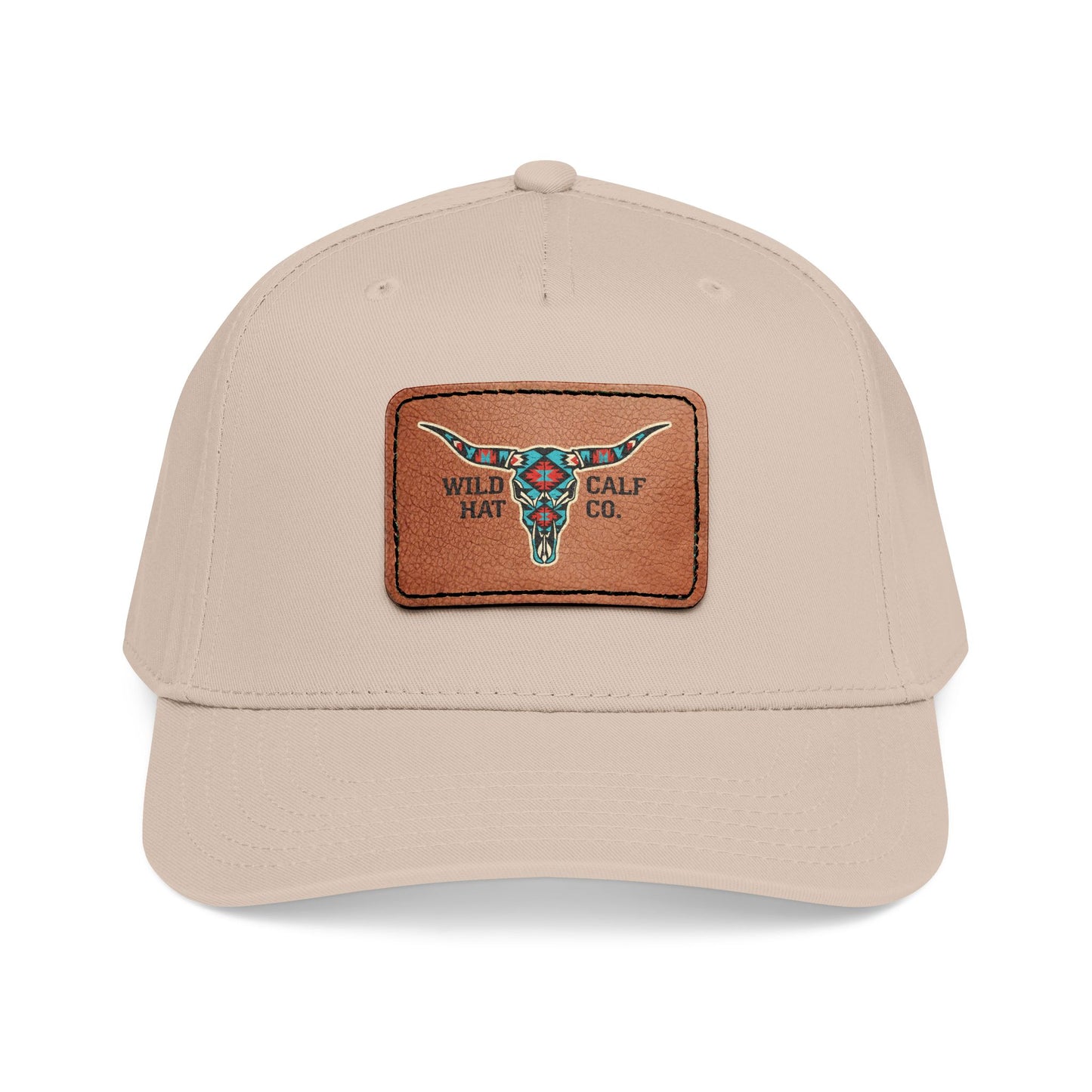 Mid Profile Baseball Cap with Leather Patch (Rectangle) - Wild Calf Hat Company