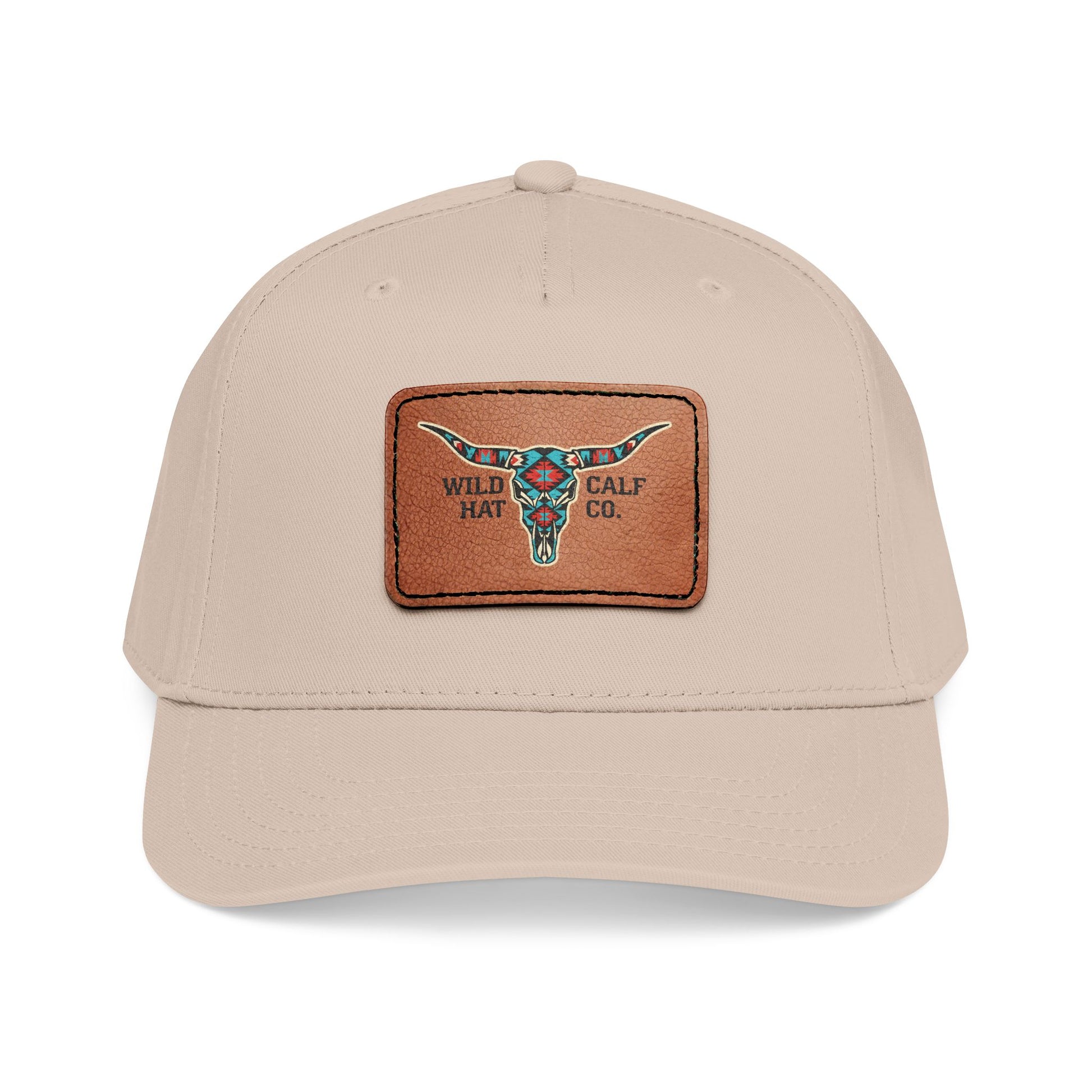 Mid Profile Baseball Cap with Leather Patch (Rectangle) - Wild Calf Hat Company