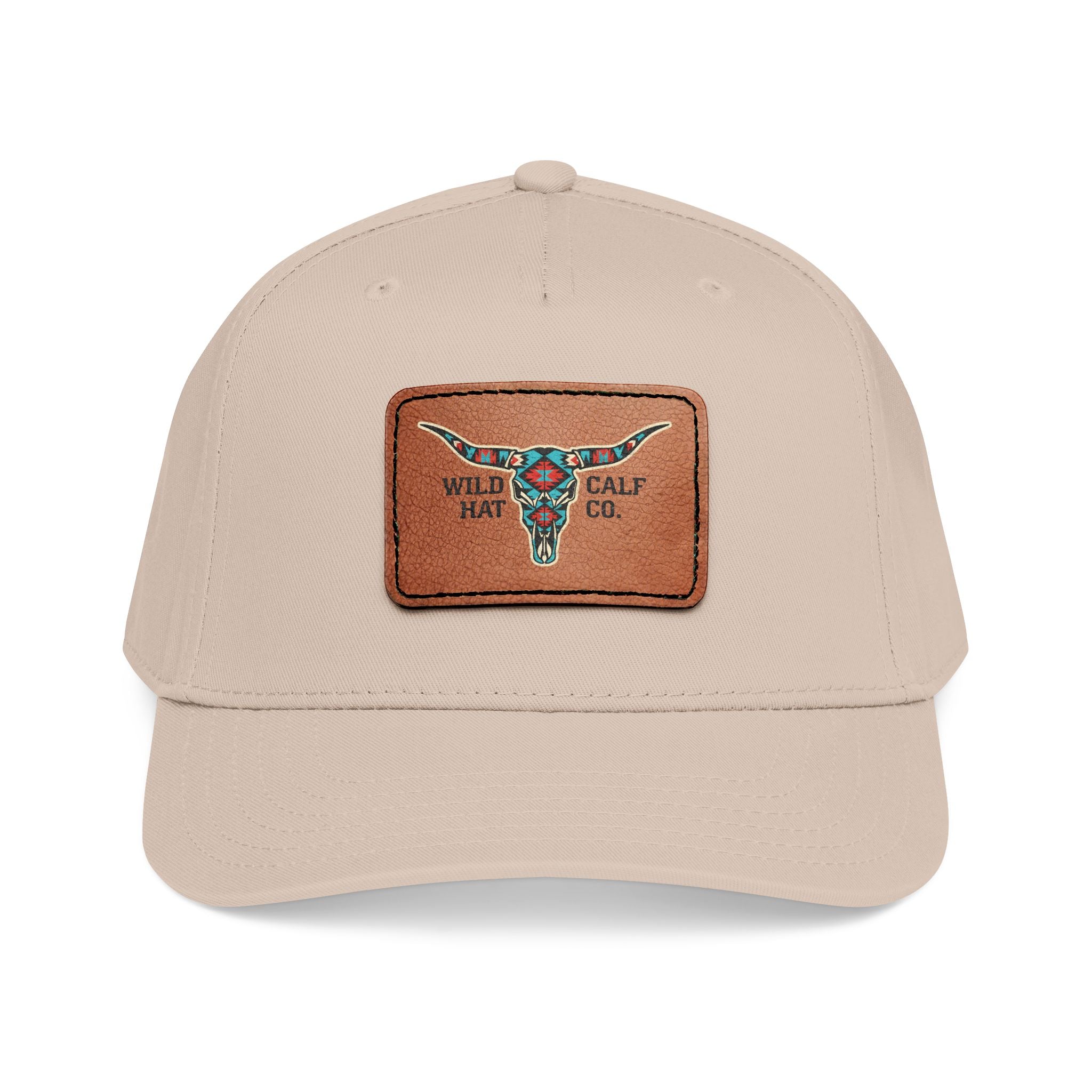 Mid Profile Baseball Cap with Leather Patch (Rectangle) - Wild Calf Hat Company