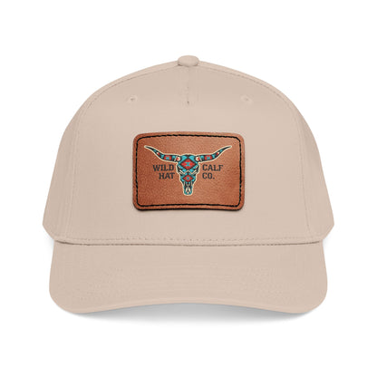 Mid Profile Baseball Cap with Leather Patch (Rectangle) - Wild Calf Hat Company