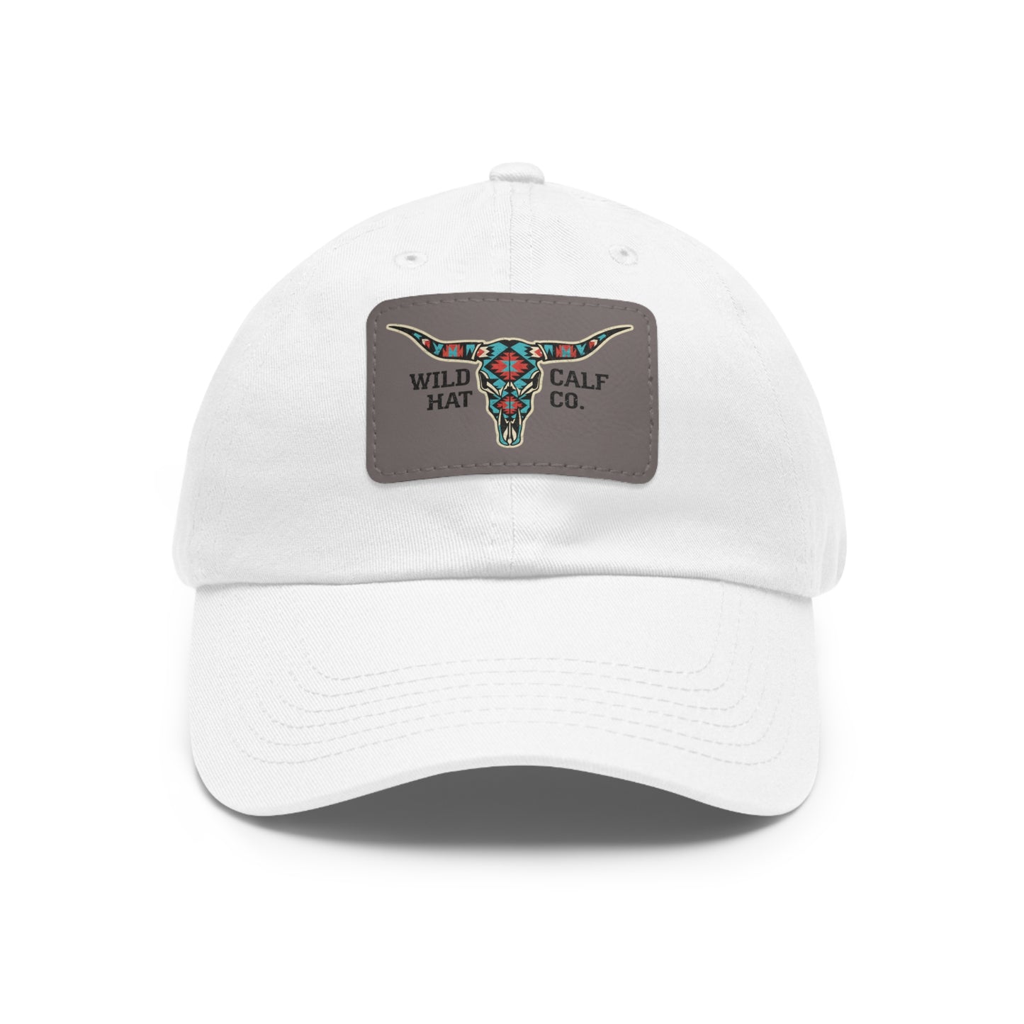 Wild Calf Hat Co. Long Horn Skull Leather Patch Dad Hat - Wild Calf Hat Company