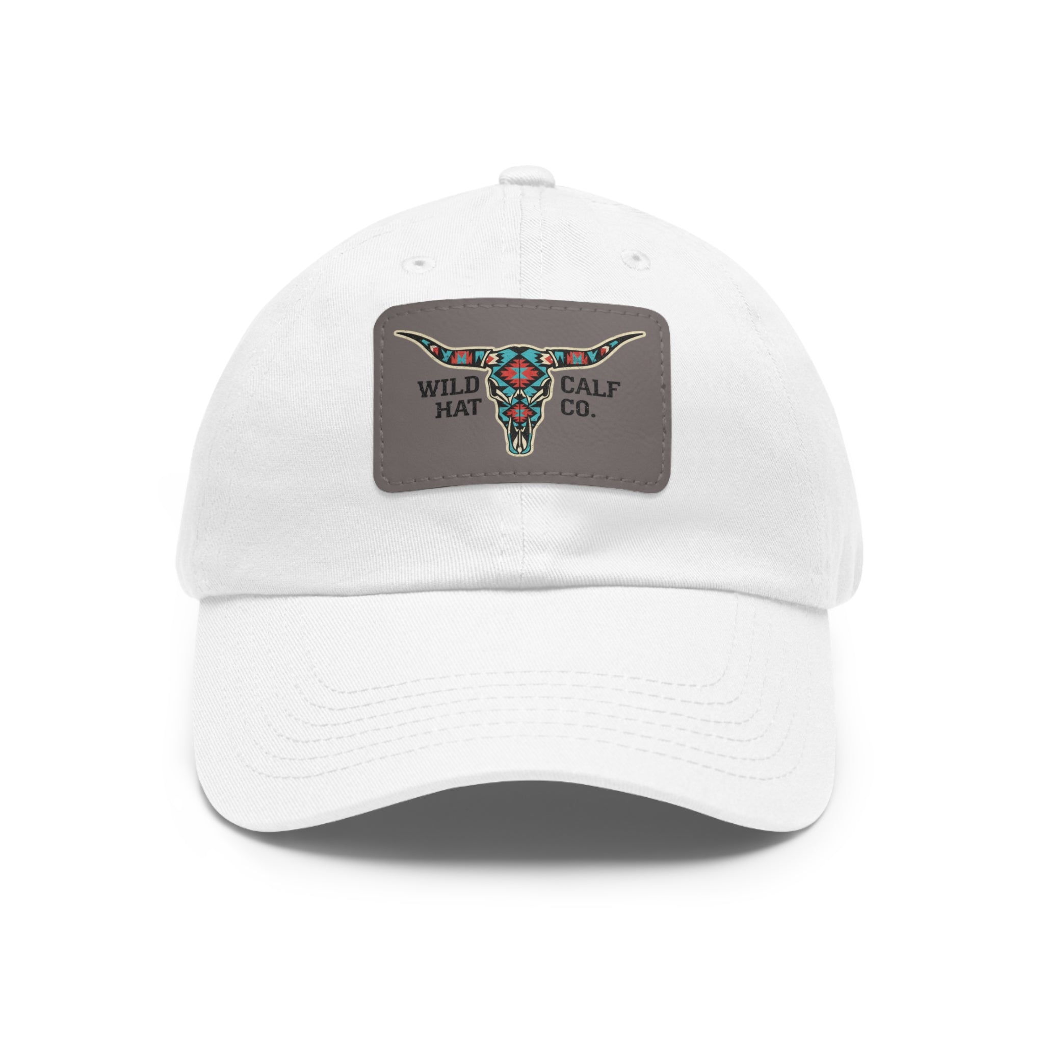 Wild Calf Hat Co. Long Horn Skull Leather Patch Dad Hat - Wild Calf Hat Company