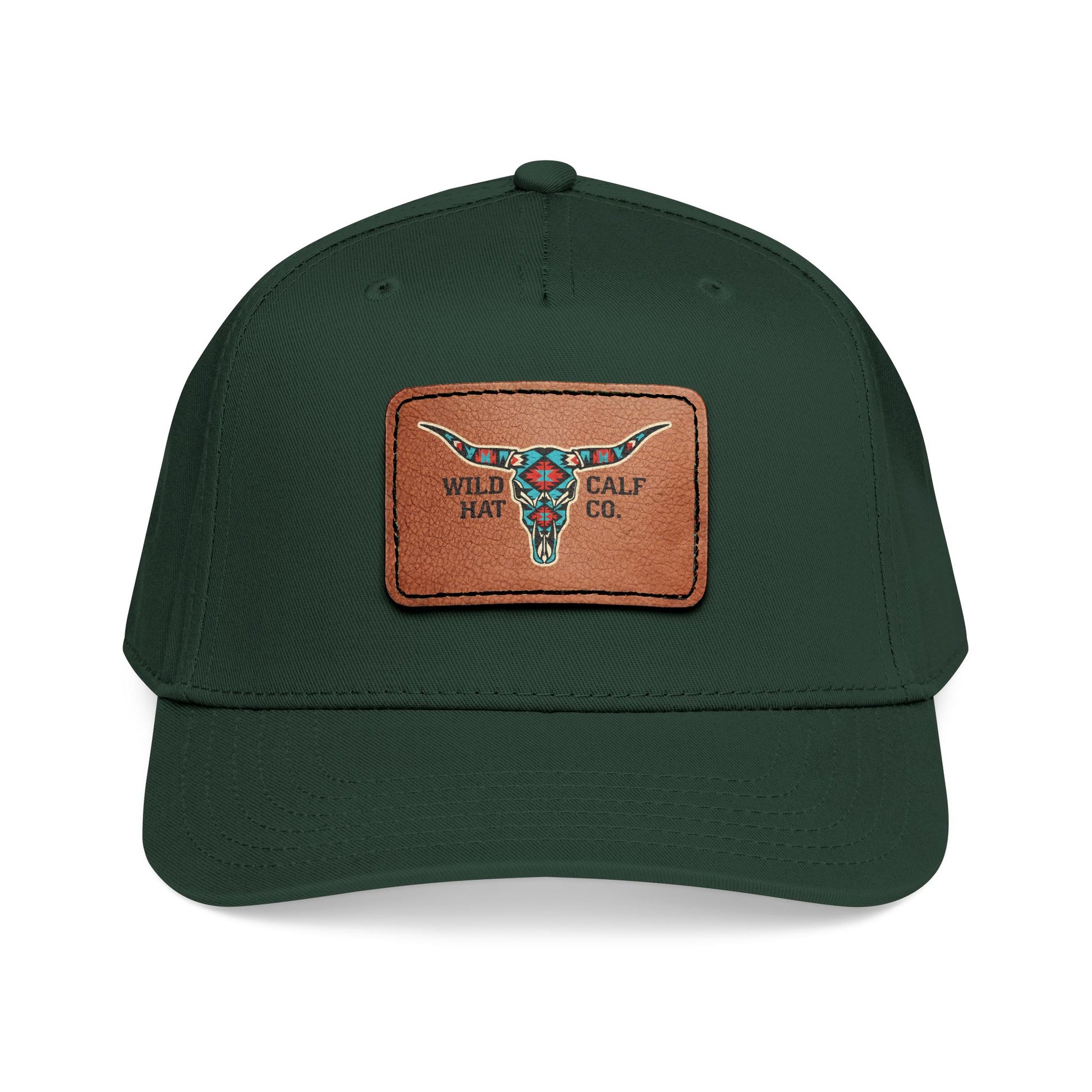 Mid Profile Baseball Cap with Leather Patch (Rectangle) - Wild Calf Hat Company