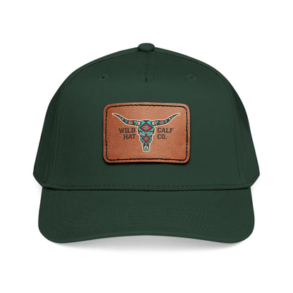 Mid Profile Baseball Cap with Leather Patch (Rectangle) - Wild Calf Hat Company