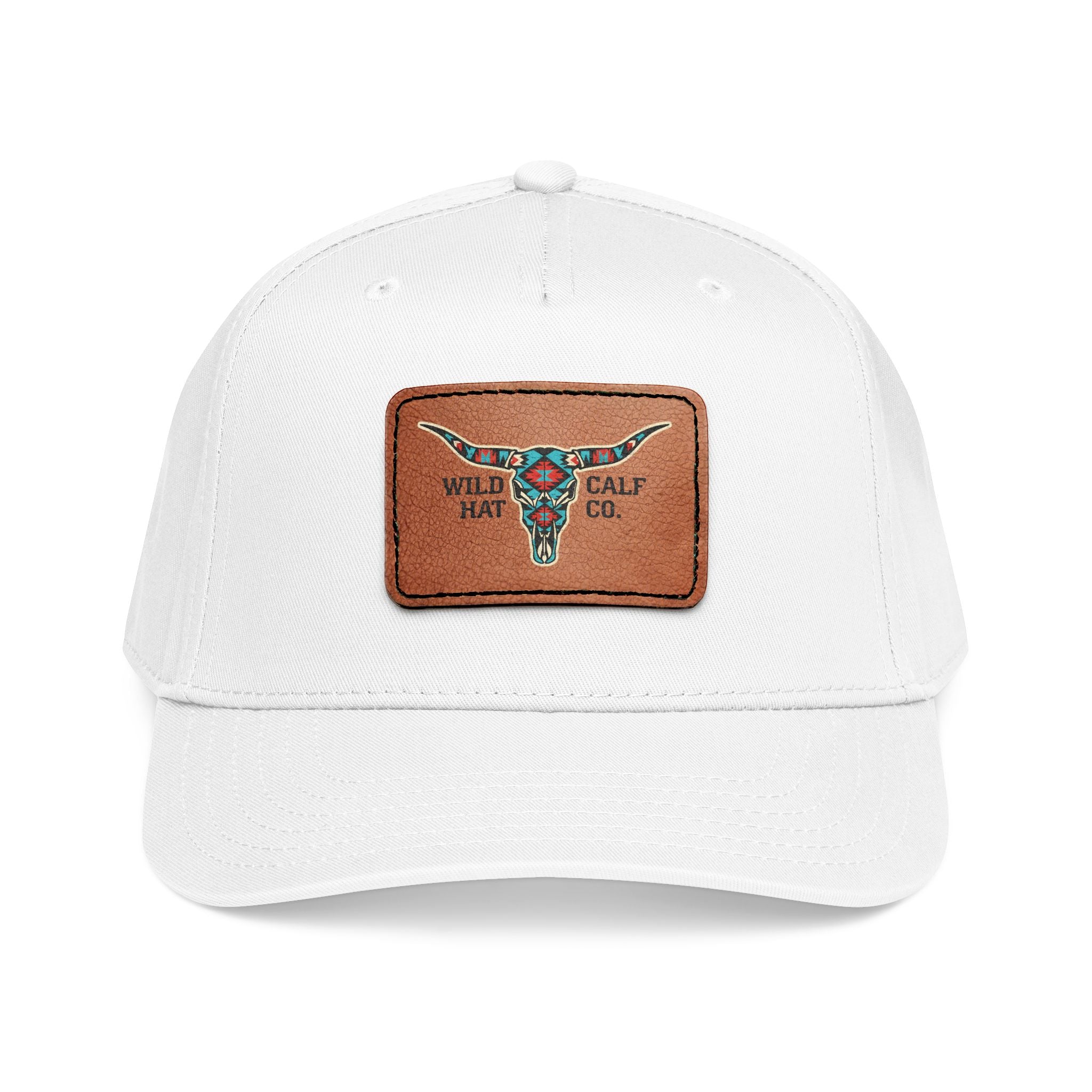Mid Profile Baseball Cap with Leather Patch (Rectangle) - Wild Calf Hat Company