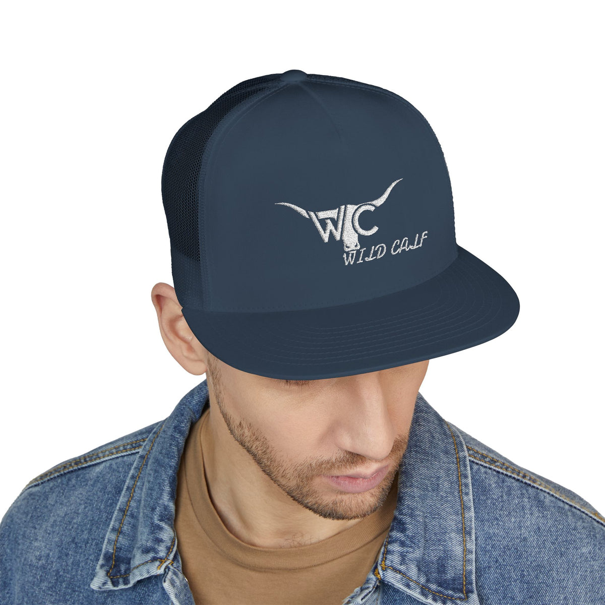Trucker Cap — Wild Calf Embroidered Longhorn Logo