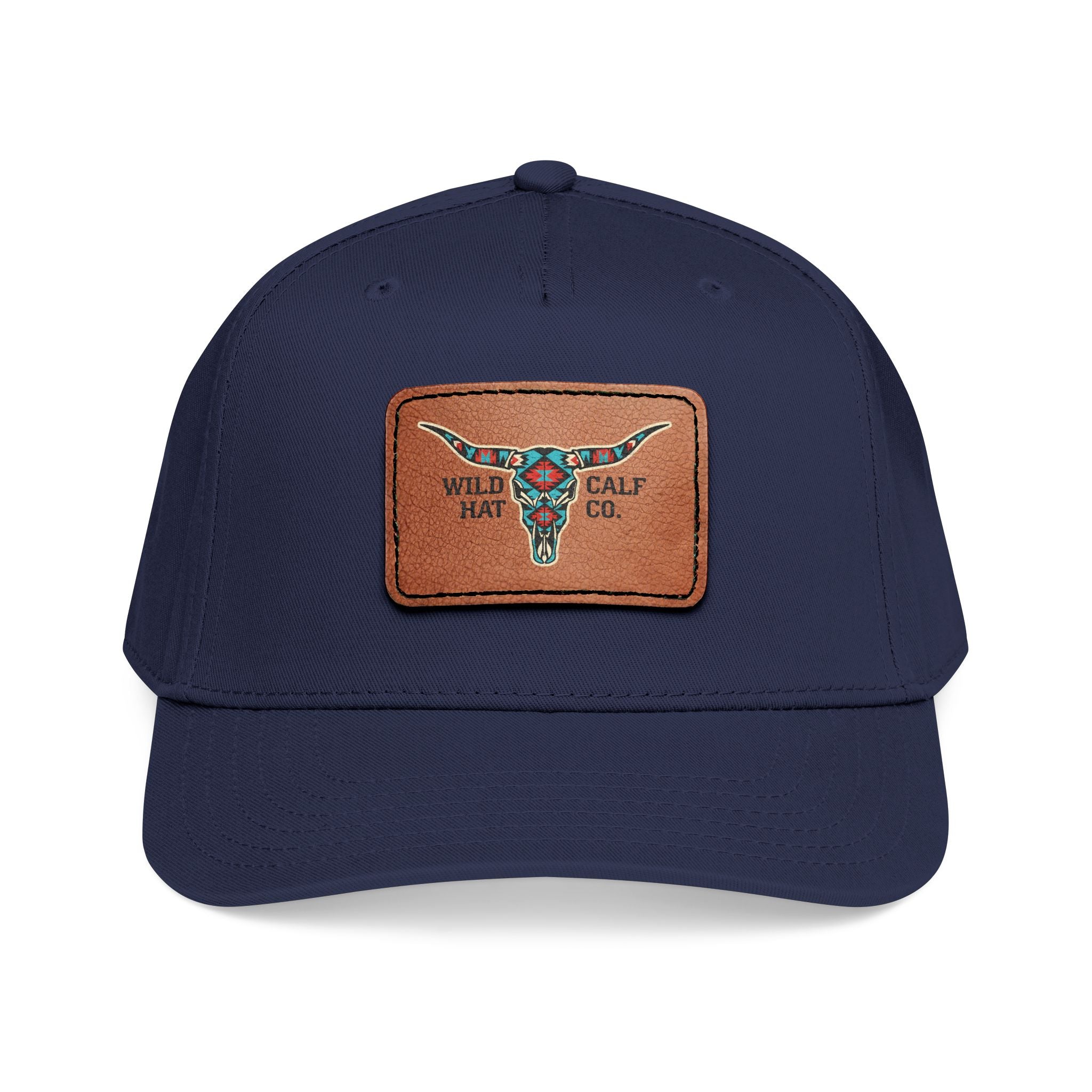 Mid Profile Baseball Cap with Leather Patch (Rectangle) - Wild Calf Hat Company