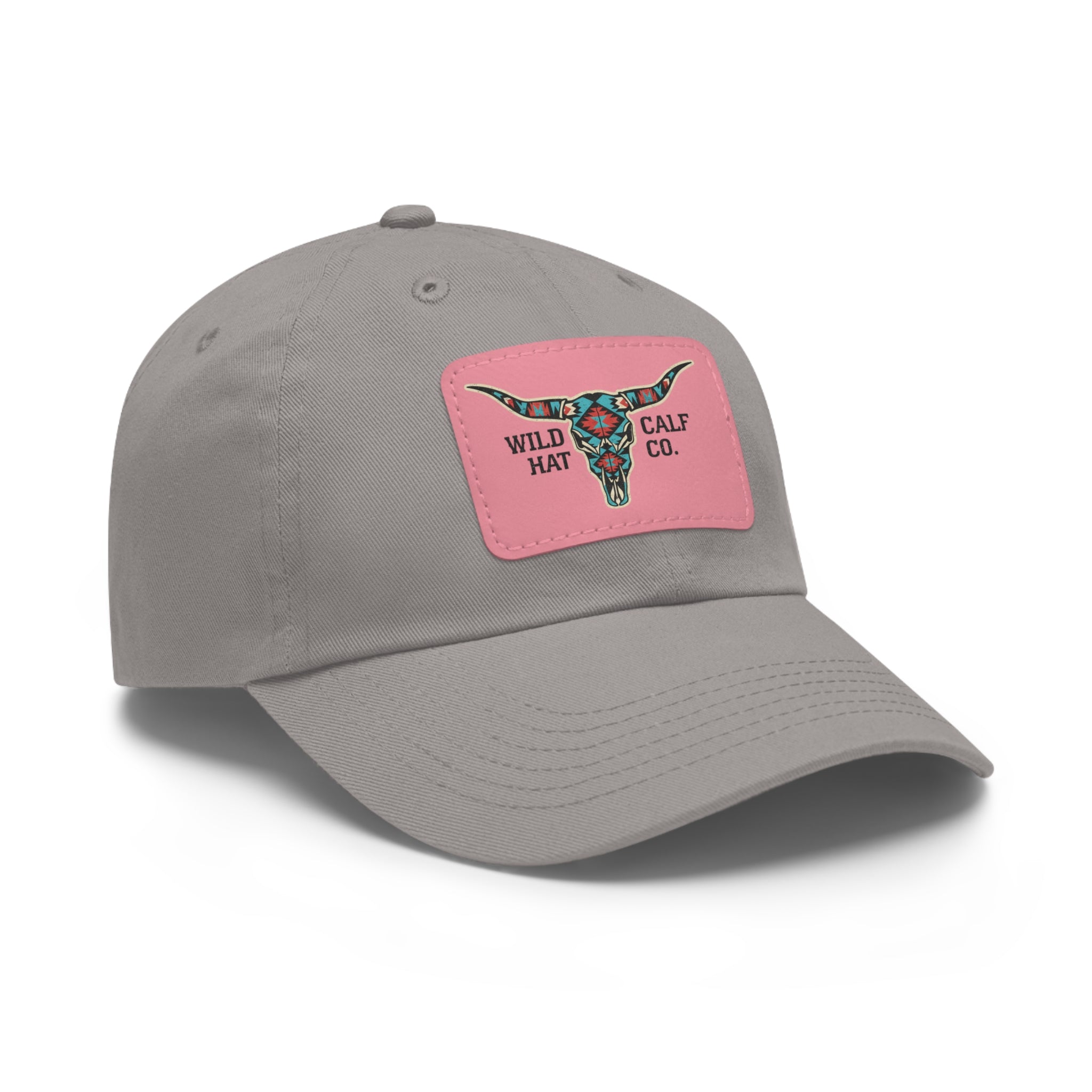 Wild Calf Hat Co. Long Horn Skull Leather Patch Dad Hat - Wild Calf Hat Company
