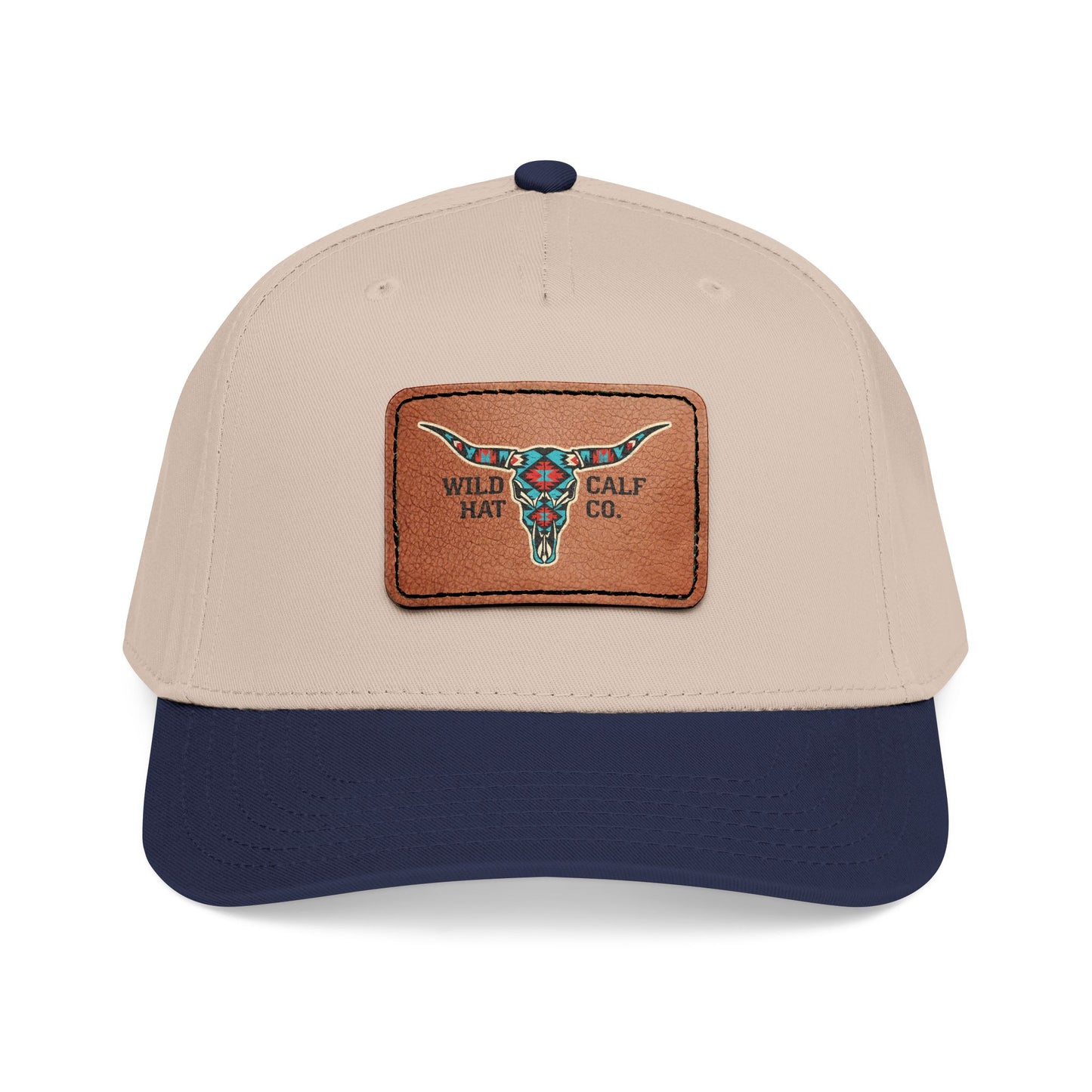 Mid Profile Baseball Cap with Leather Patch (Rectangle) - Wild Calf Hat Company