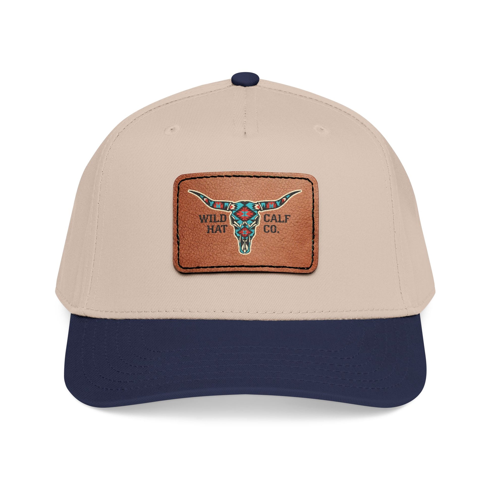 Mid Profile Baseball Cap with Leather Patch (Rectangle) - Wild Calf Hat Company