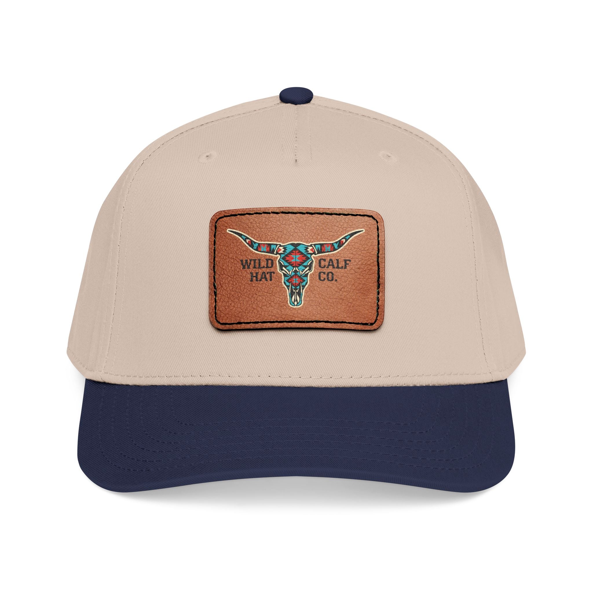 Mid Profile Baseball Cap with Leather Patch (Rectangle) - Wild Calf Hat Company