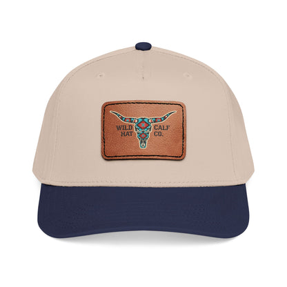 Mid Profile Baseball Cap with Leather Patch (Rectangle) - Wild Calf Hat Company