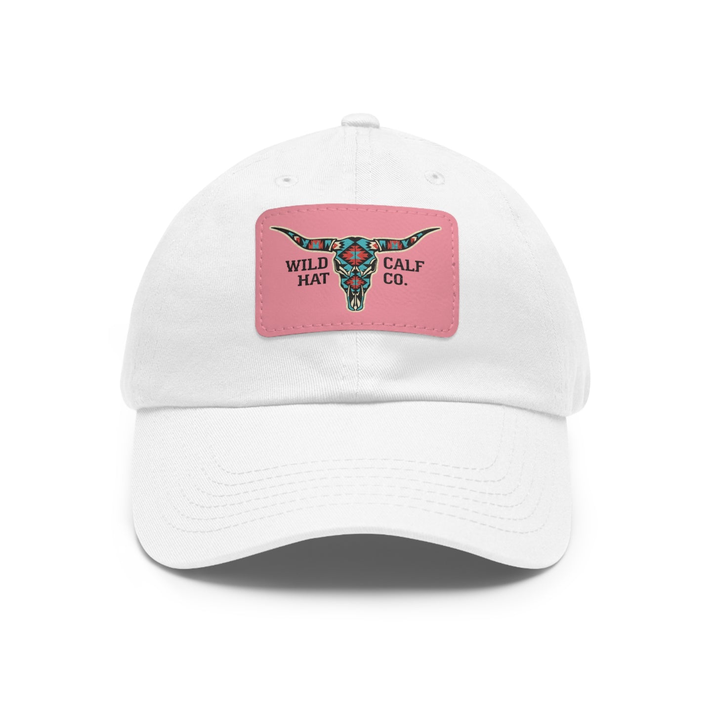 Wild Calf Hat Co. Long Horn Skull Leather Patch Dad Hat - Wild Calf Hat Company