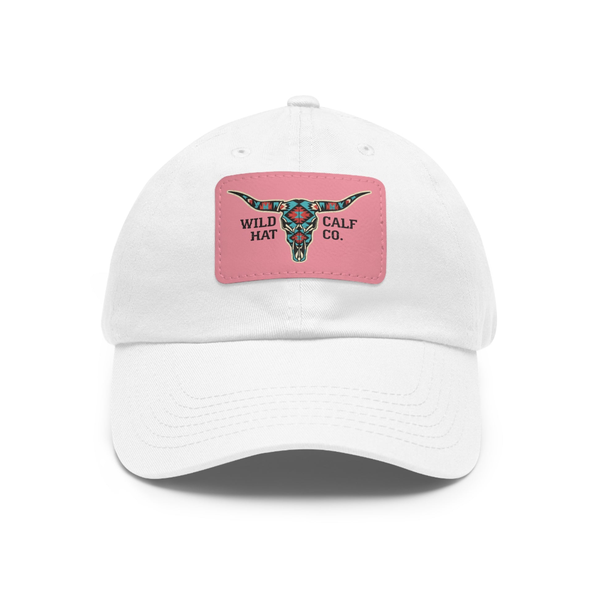 Wild Calf Hat Co. Long Horn Skull Leather Patch Dad Hat - Wild Calf Hat Company
