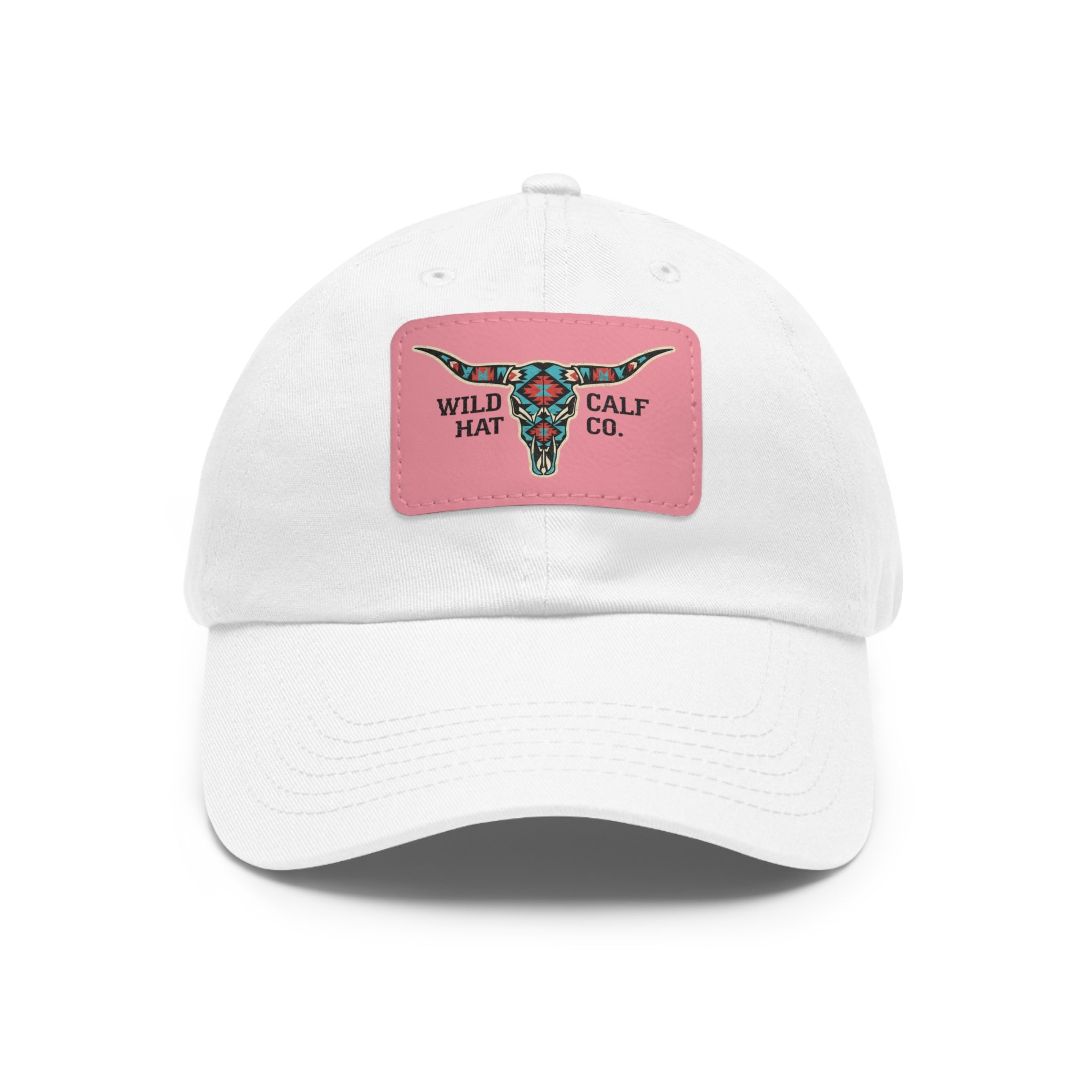 Wild Calf Hat Co. Long Horn Skull Leather Patch Dad Hat - Wild Calf Hat Company