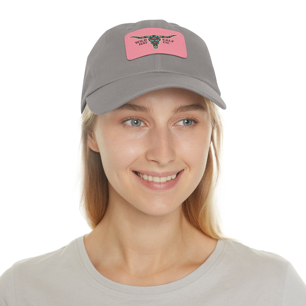 Wild Calf Hat Co. Long Horn Skull Leather Patch Dad Hat - Wild Calf Hat Company