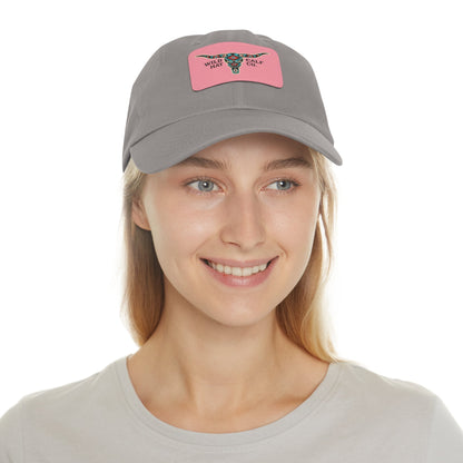 Wild Calf Hat Co. Long Horn Skull Leather Patch Dad Hat - Wild Calf Hat Company