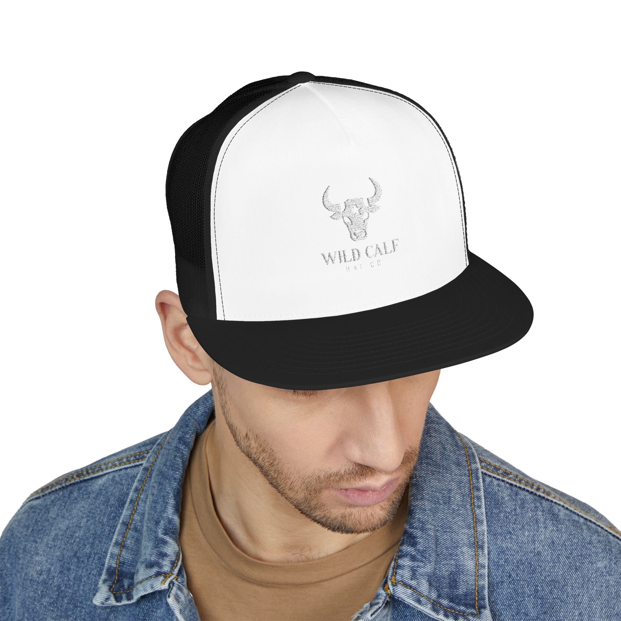 Wild Calf Skull embroidery Trucker Cap | Mesh Back Snapback - Wild Calf Hat Company