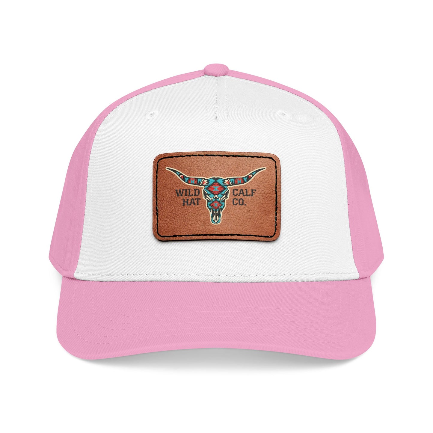 Mid Profile Baseball Cap with Leather Patch (Rectangle) - Wild Calf Hat Company