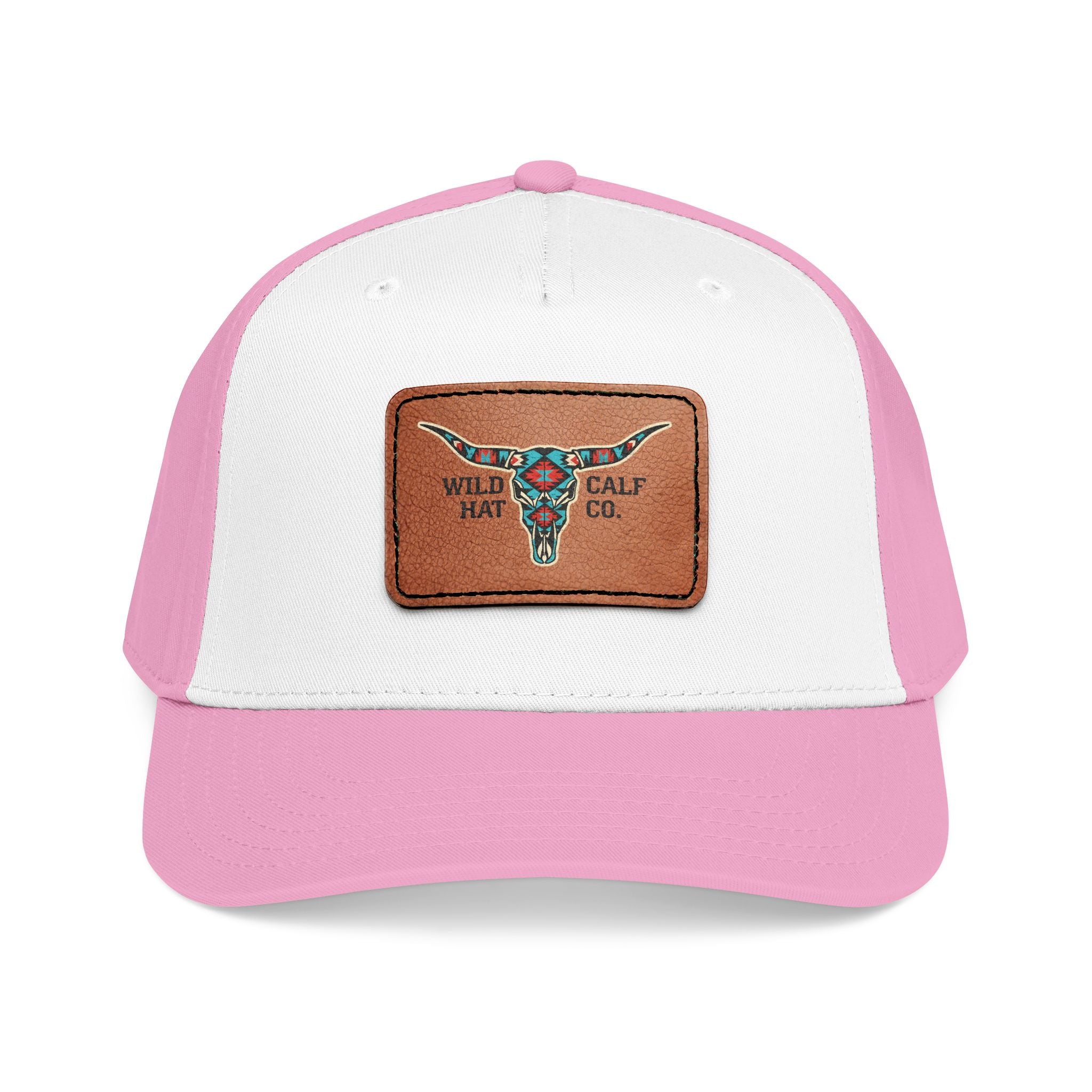 Mid Profile Baseball Cap with Leather Patch (Rectangle) - Wild Calf Hat Company