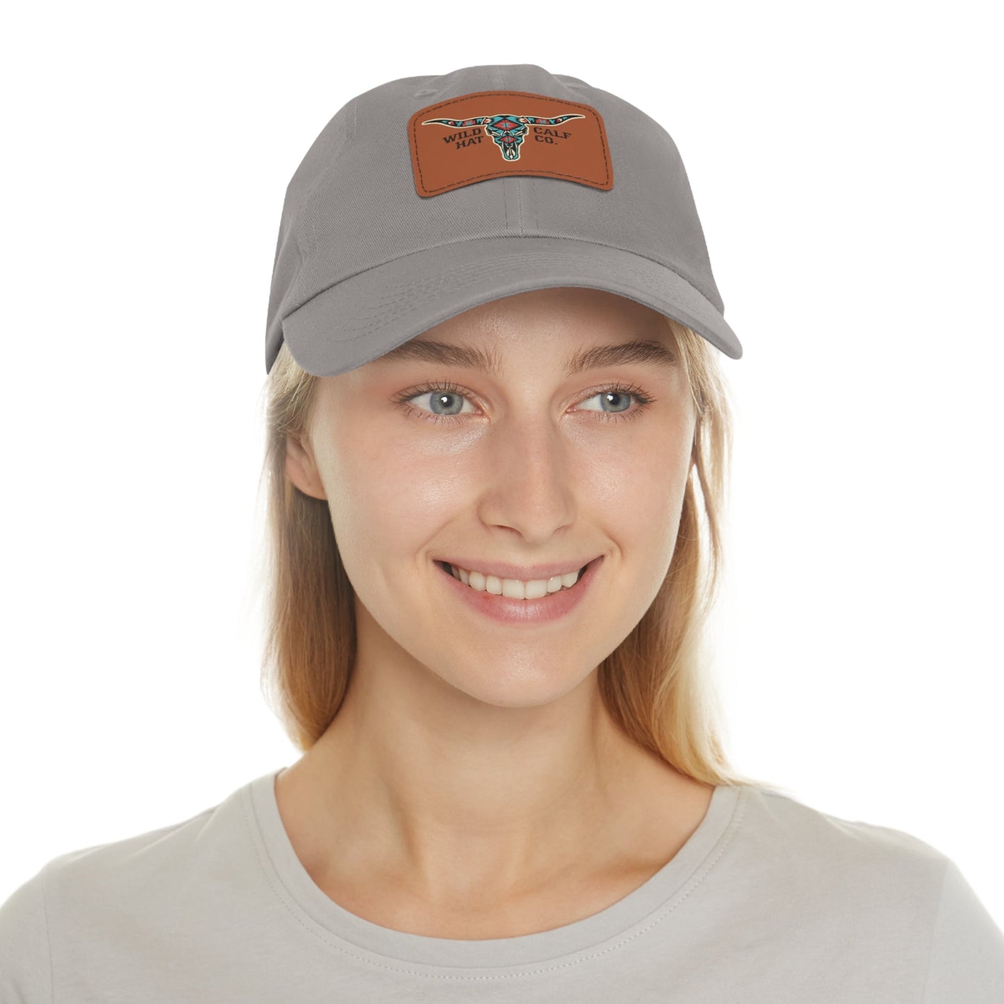 Wild Calf Hat Co. Long Horn Skull Leather Patch Dad Hat - Wild Calf Hat Company