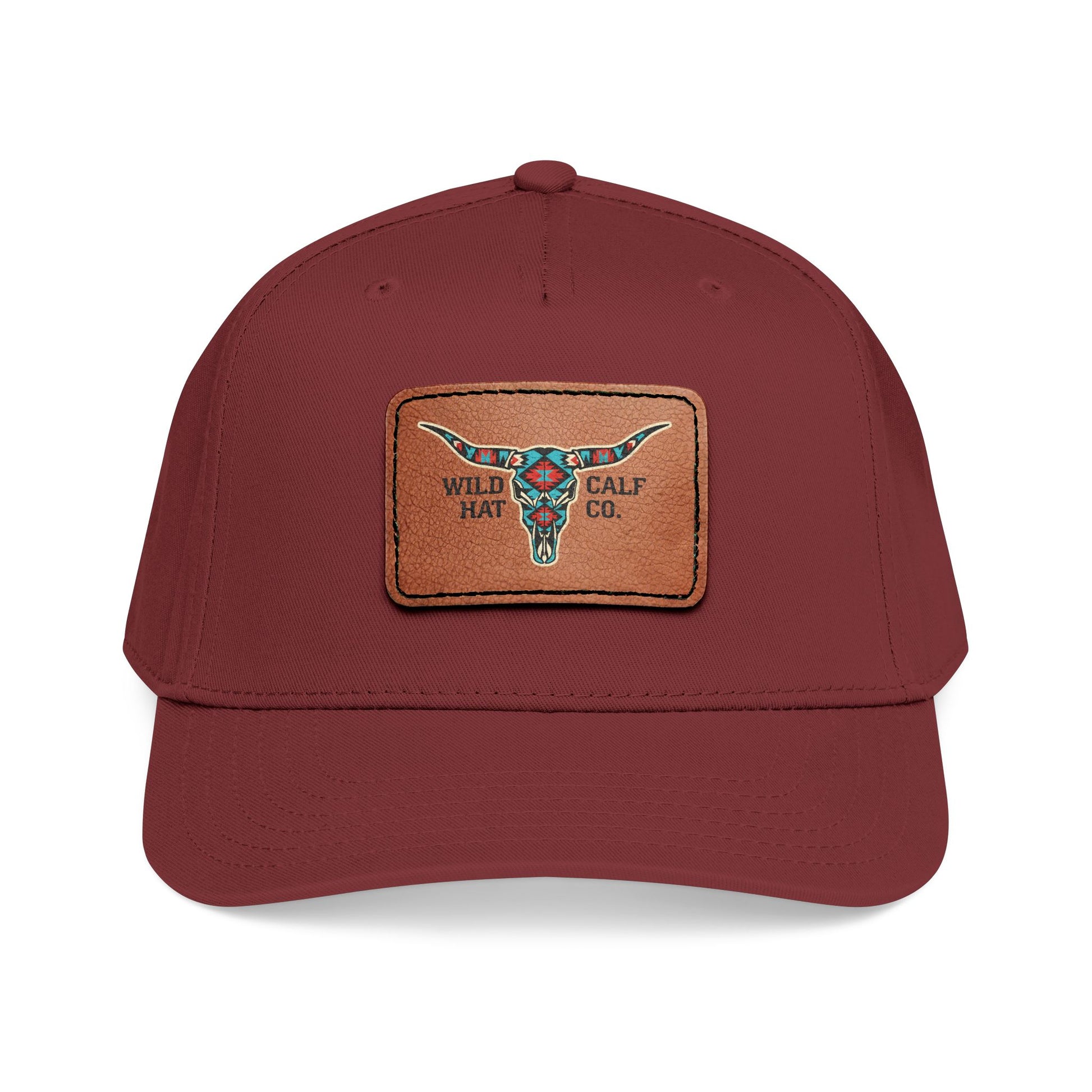 Mid Profile Baseball Cap with Leather Patch (Rectangle) - Wild Calf Hat Company