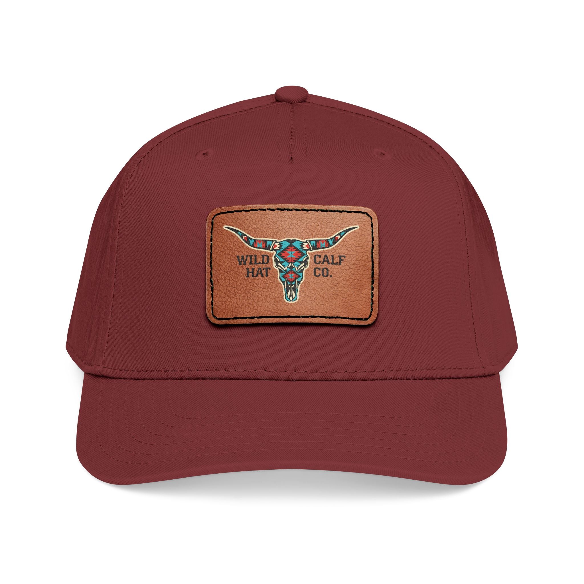 Mid Profile Baseball Cap with Leather Patch (Rectangle) - Wild Calf Hat Company