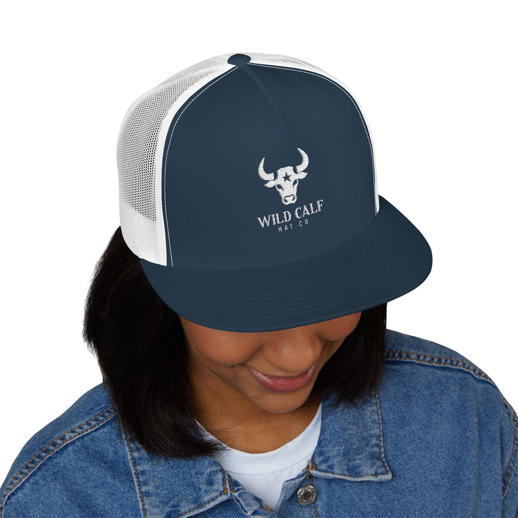 Wild Calf Skull embroidery Trucker Cap | Mesh Back Snapback - Wild Calf Hat Company