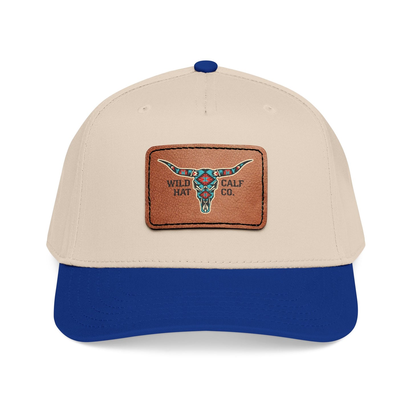 Mid Profile Baseball Cap with Leather Patch (Rectangle) - Wild Calf Hat Company