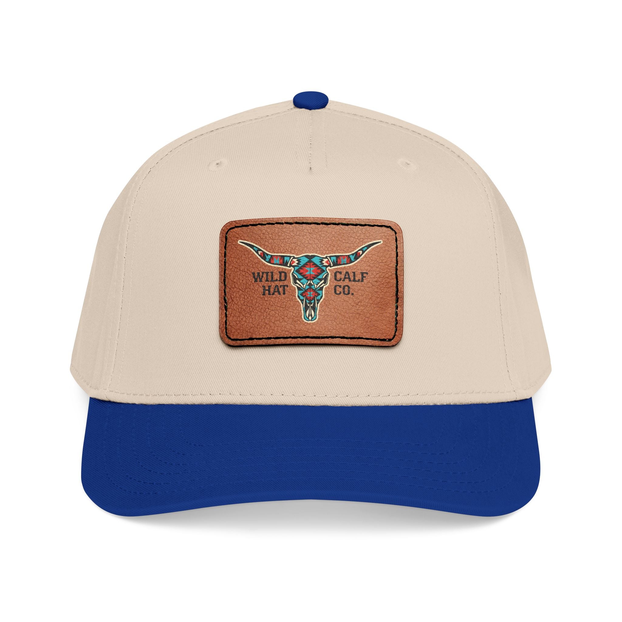 Mid Profile Baseball Cap with Leather Patch (Rectangle) - Wild Calf Hat Company