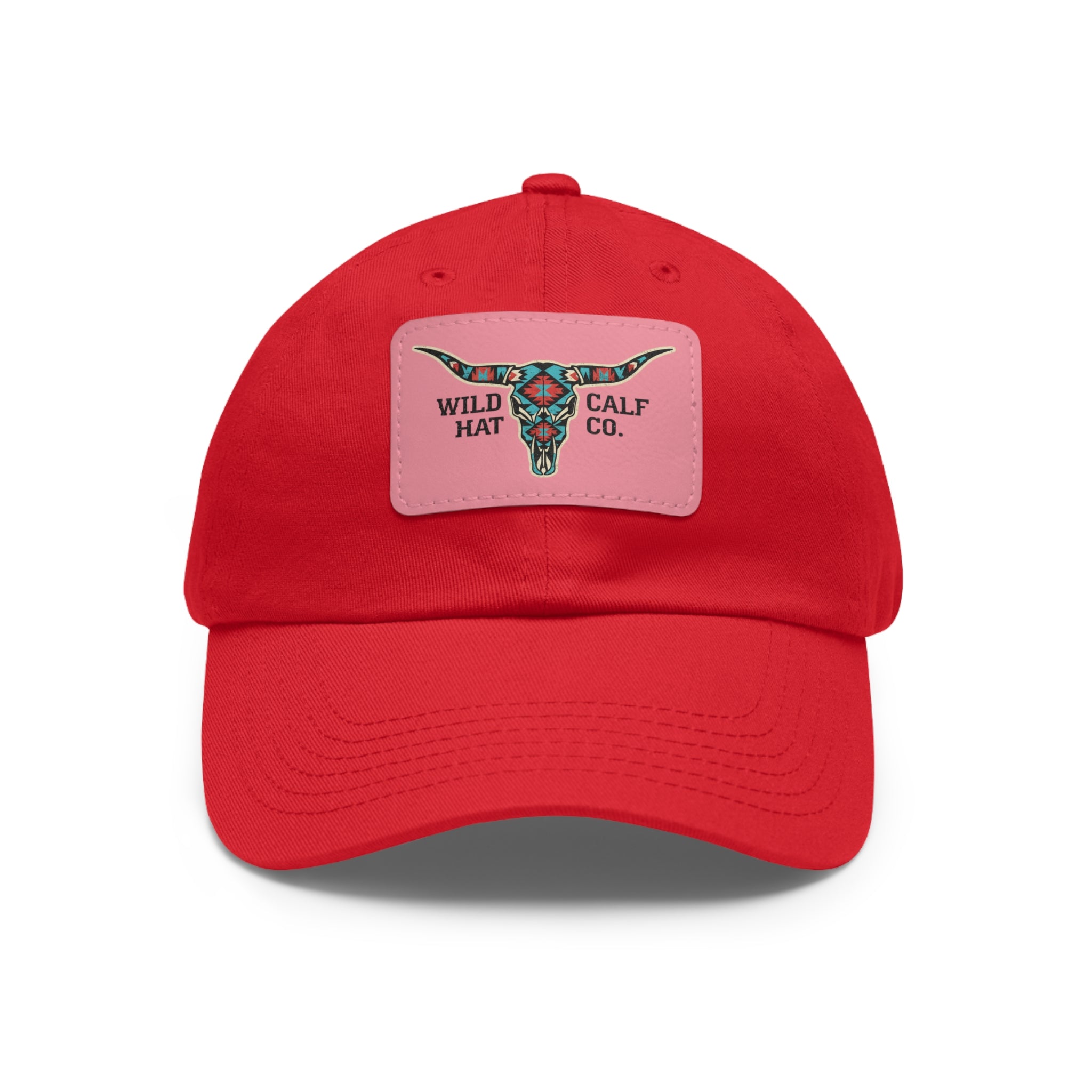 Wild Calf Hat Co. Long Horn Skull Leather Patch Dad Hat - Wild Calf Hat Company