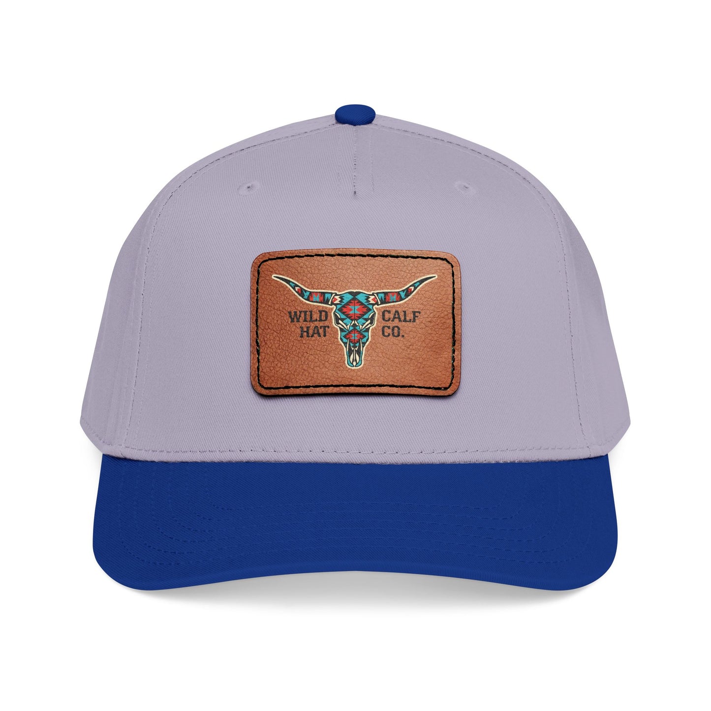 Mid Profile Baseball Cap with Leather Patch (Rectangle) - Wild Calf Hat Company
